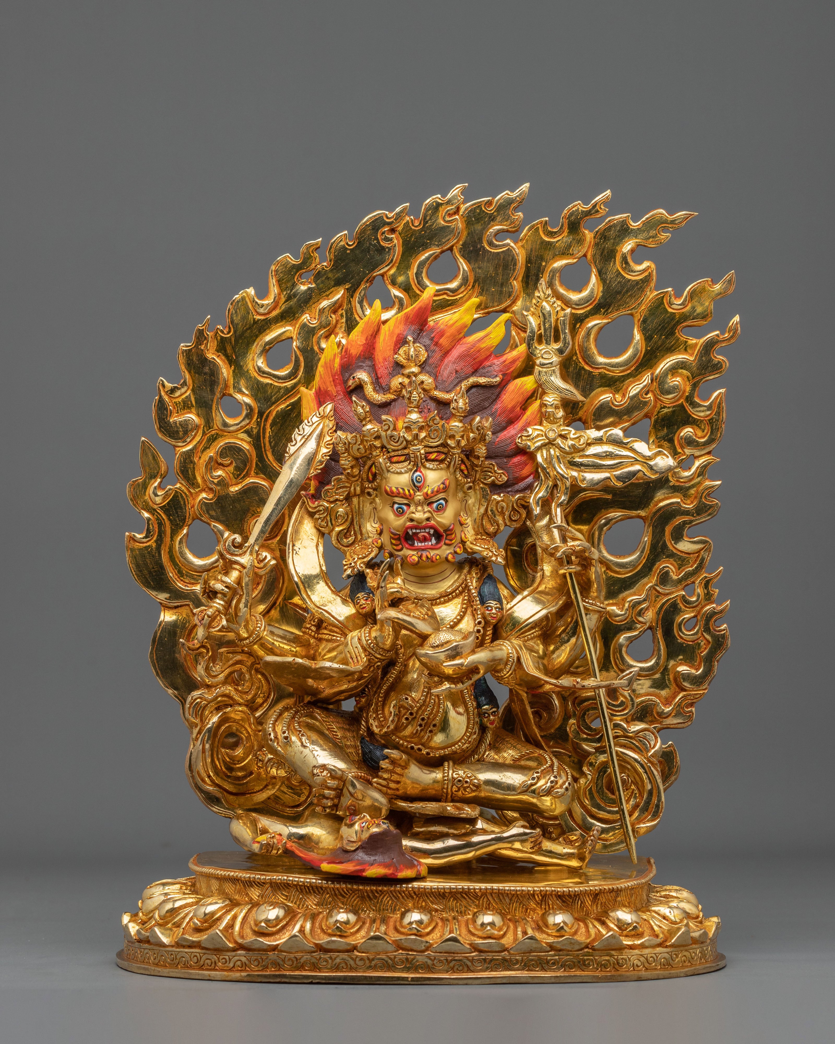 Four Armed Mahakala Statue | 34cm Copper Sculpture