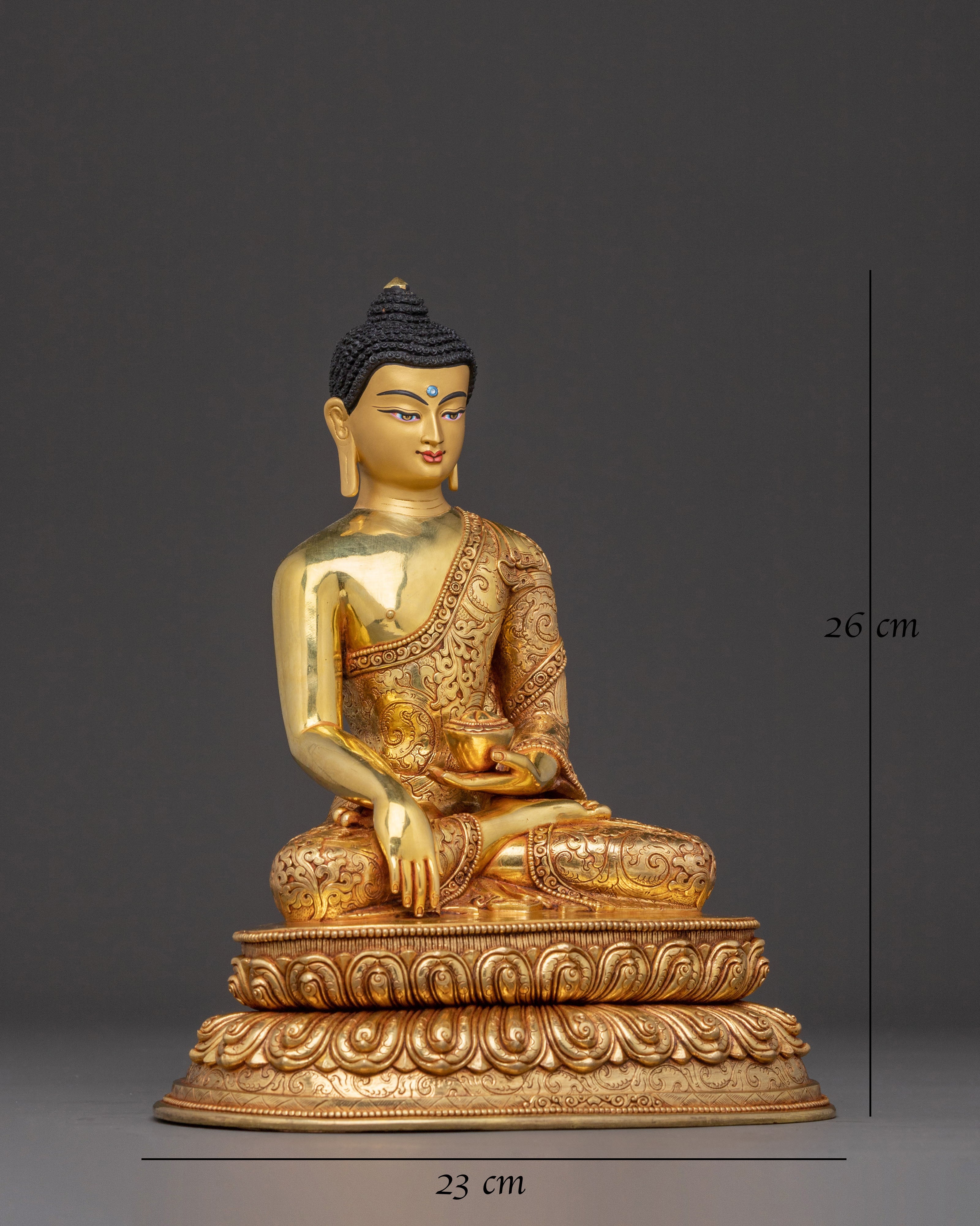 Shakyamuni Buddha Statue for Serenity Meditating - Exquisite 24K Gold Gilded