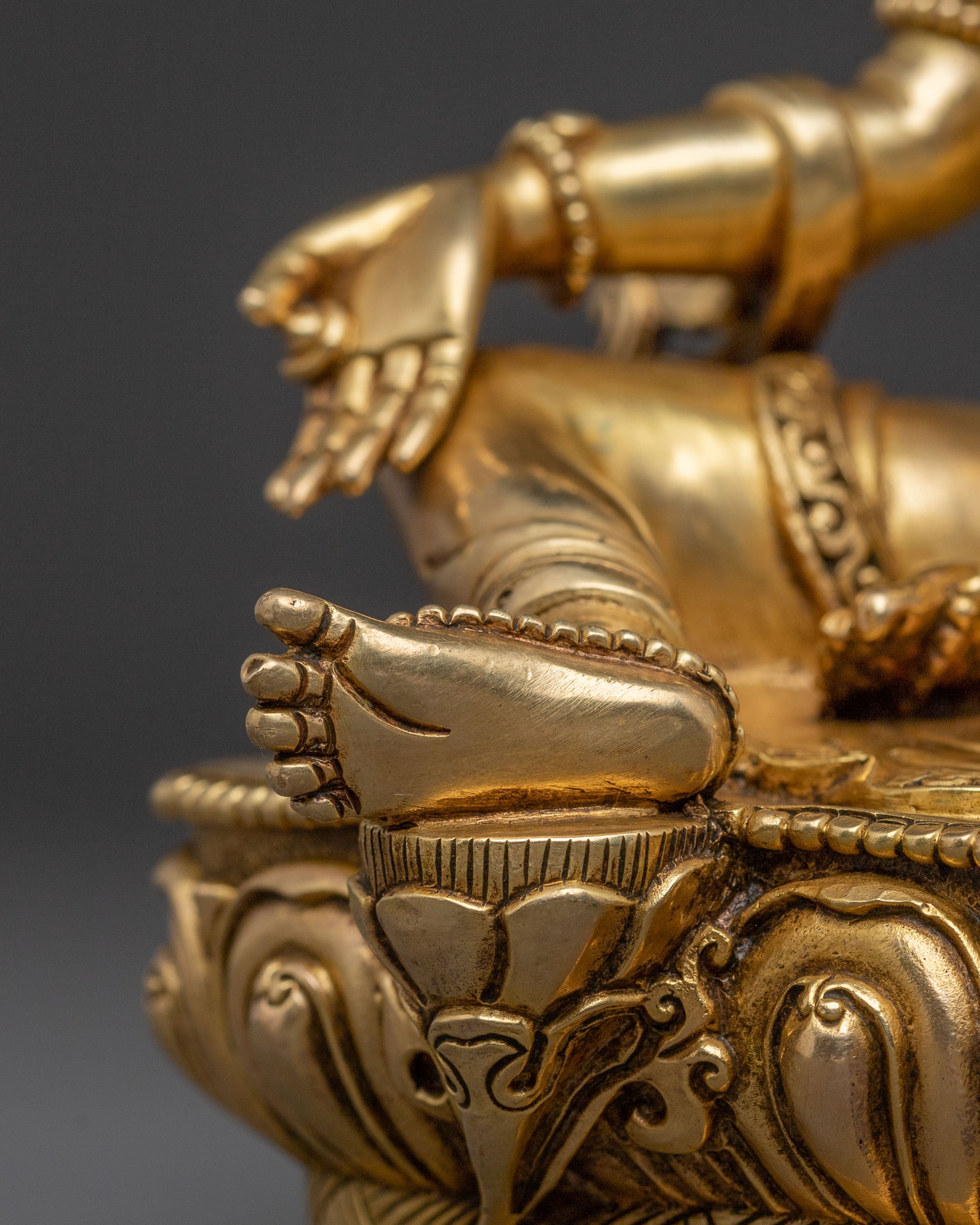 Serene Green Tara Sacred Statue – Gilded Copper Artwork