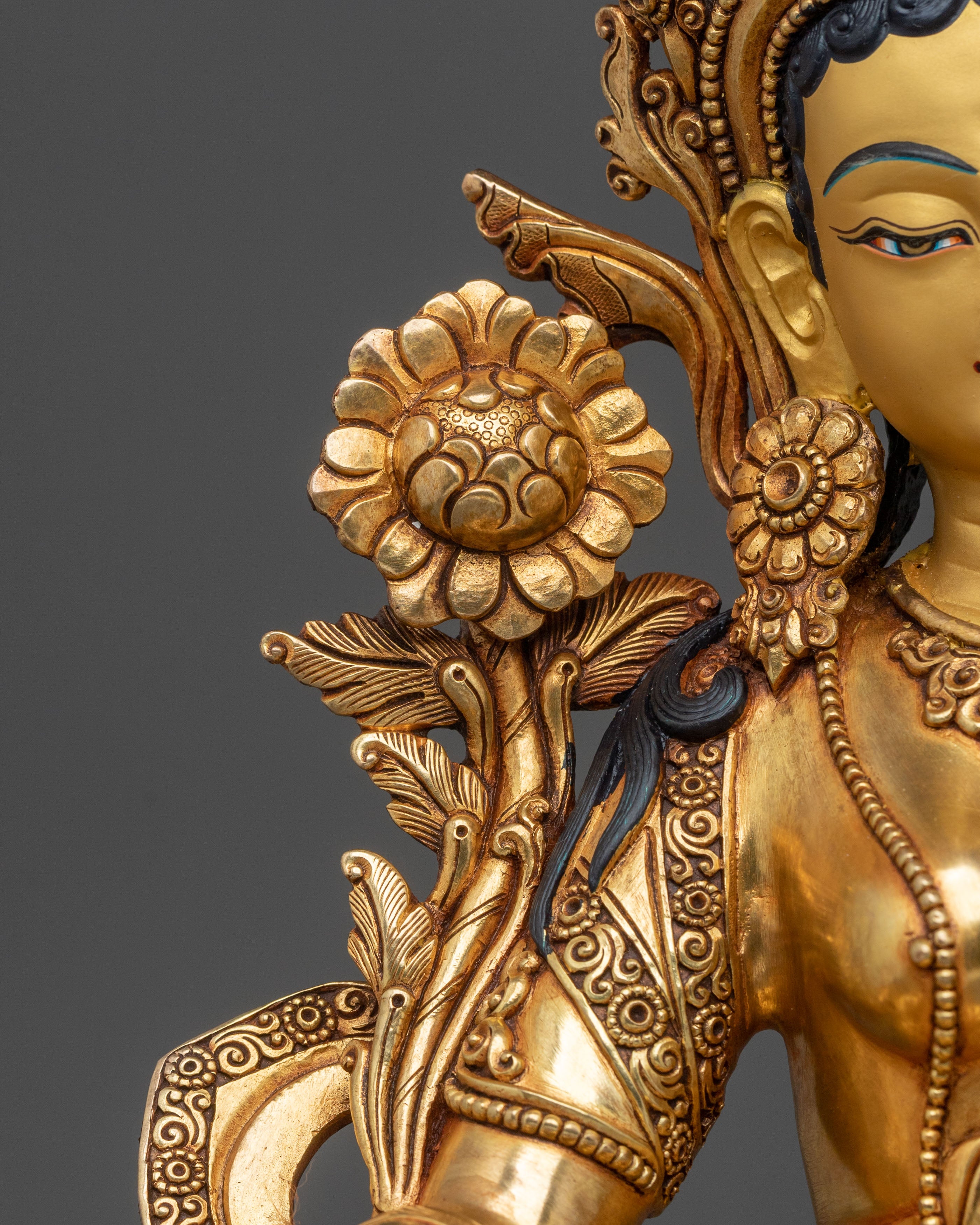 Serene Green Tara Statue | Tibetan Buddhist Goddess
