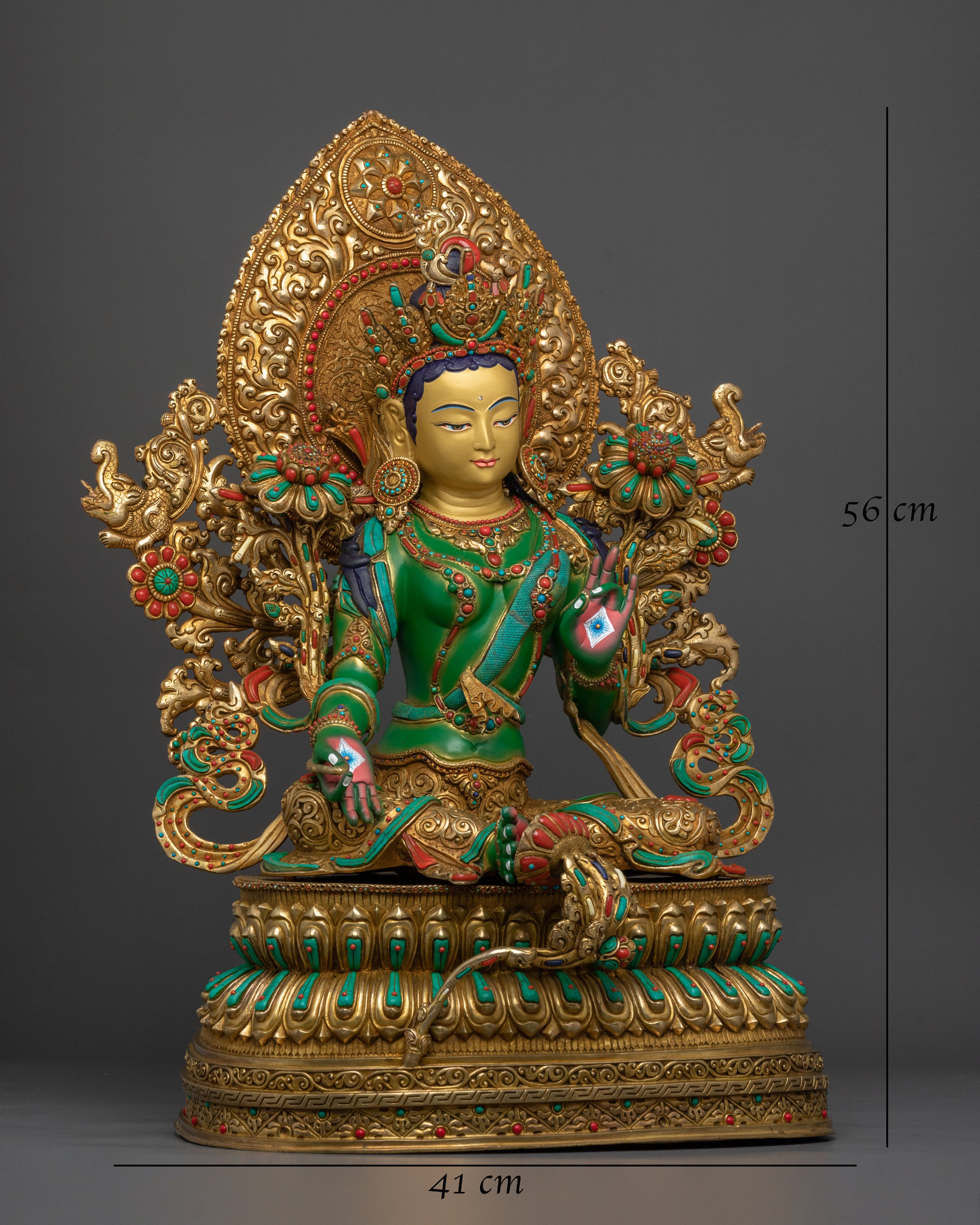 Himalayan Shyama Tara Sacred Statue Gilded in 24K Gold