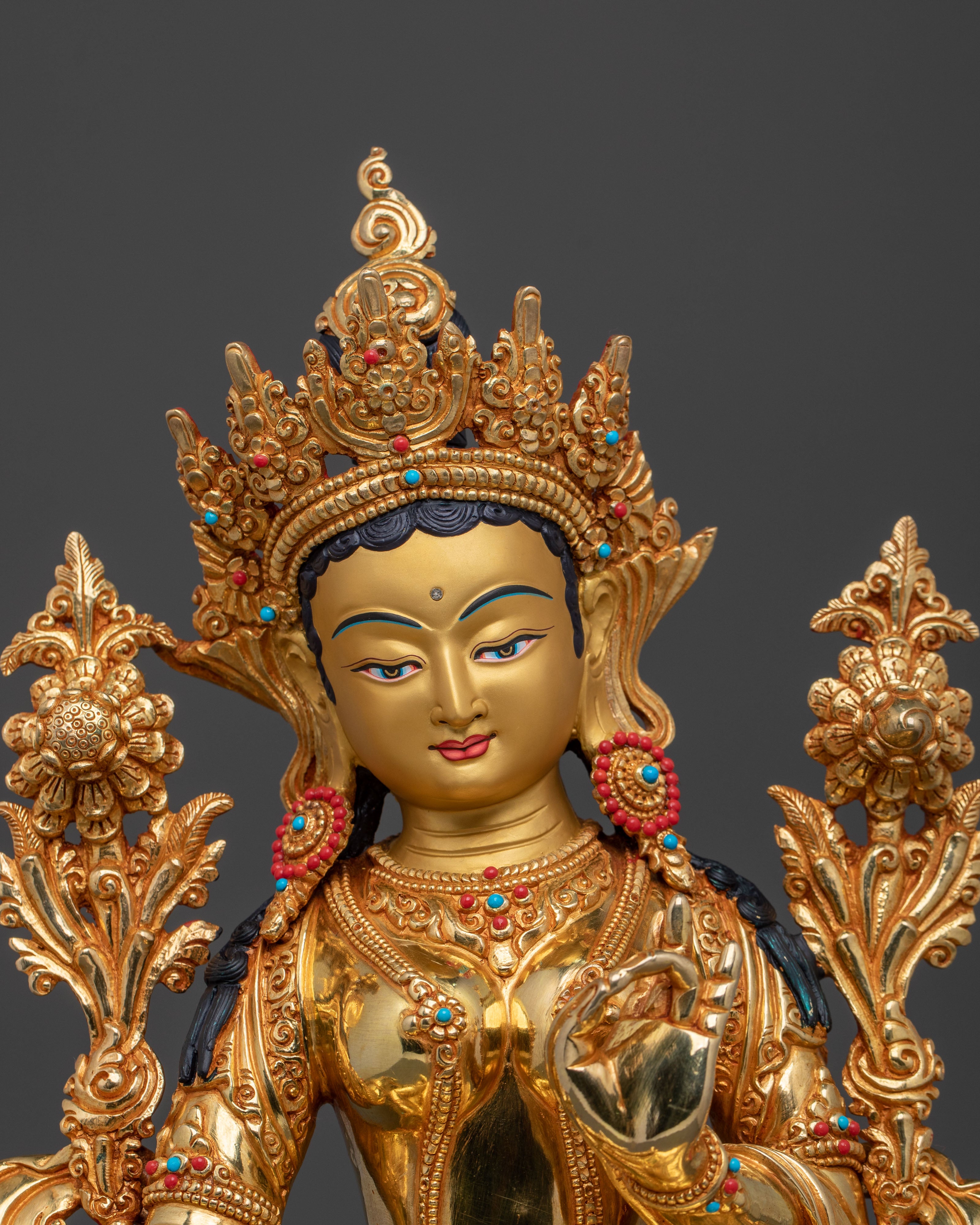 Handmade Green Tara Buddhist Goddess Statue