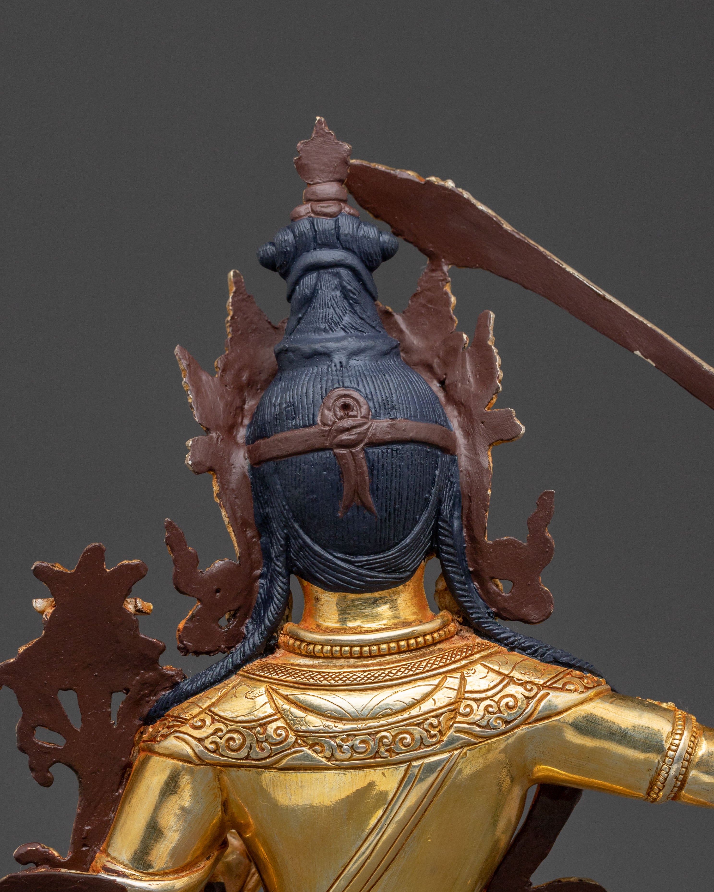 Gold Electroplated Manjushri Sculpture: Radiant Wisdom Artistry