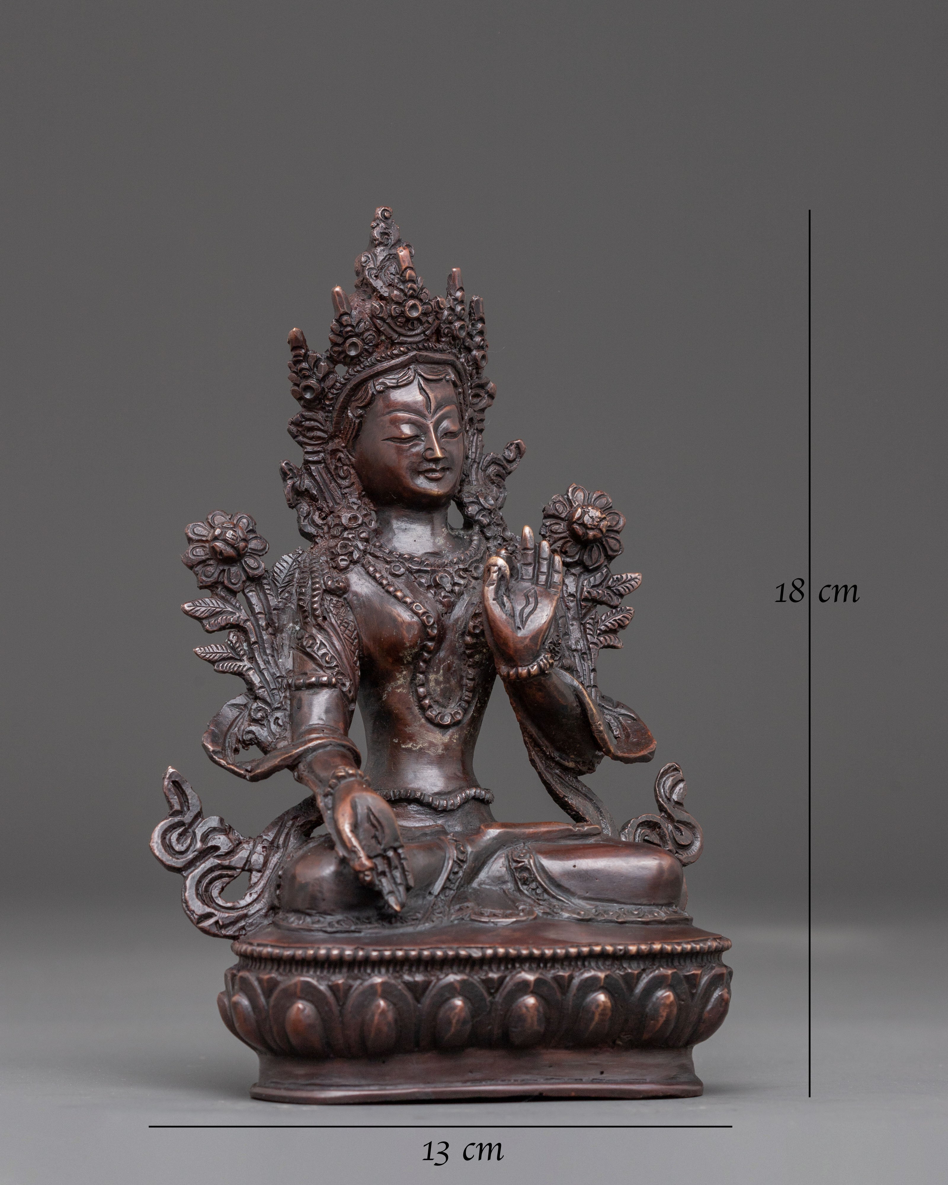 White Tara Oxidized Copper Statue | Goddess of Healing & Longevity