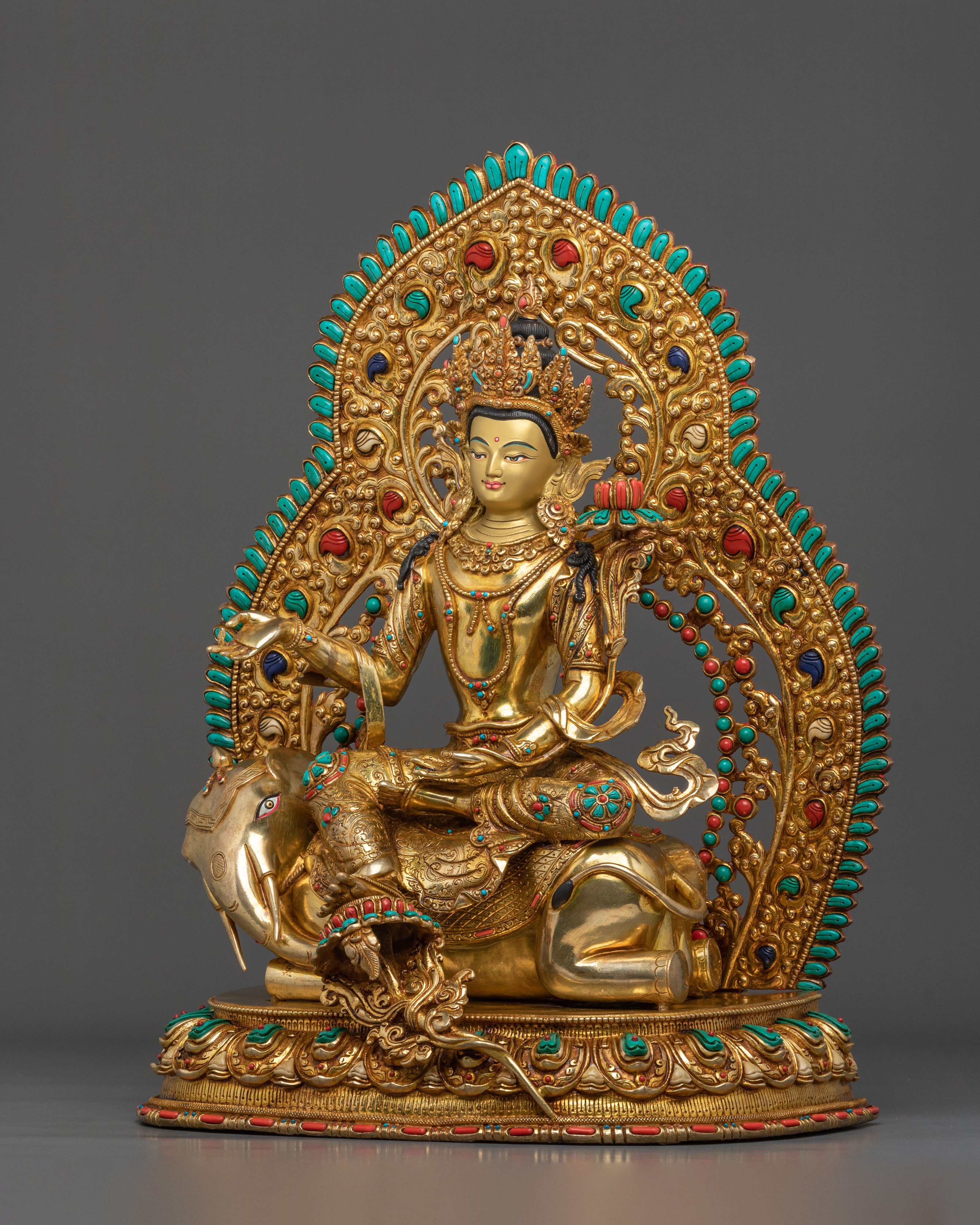Samantabhadra Sculpture | 24K Gold Gilded Figurine