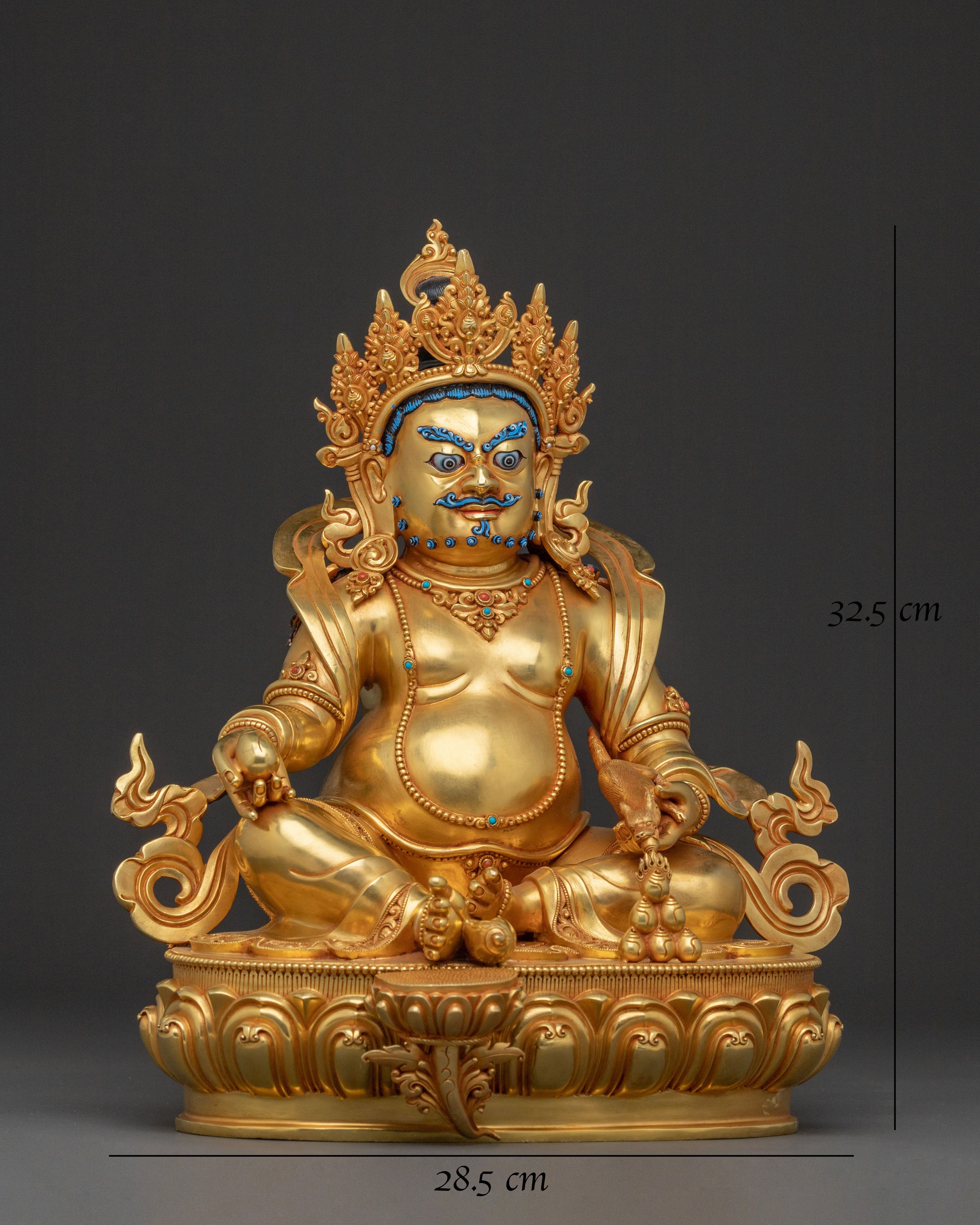 Yellow Dzambhala Wealth Deity Traditional Statue