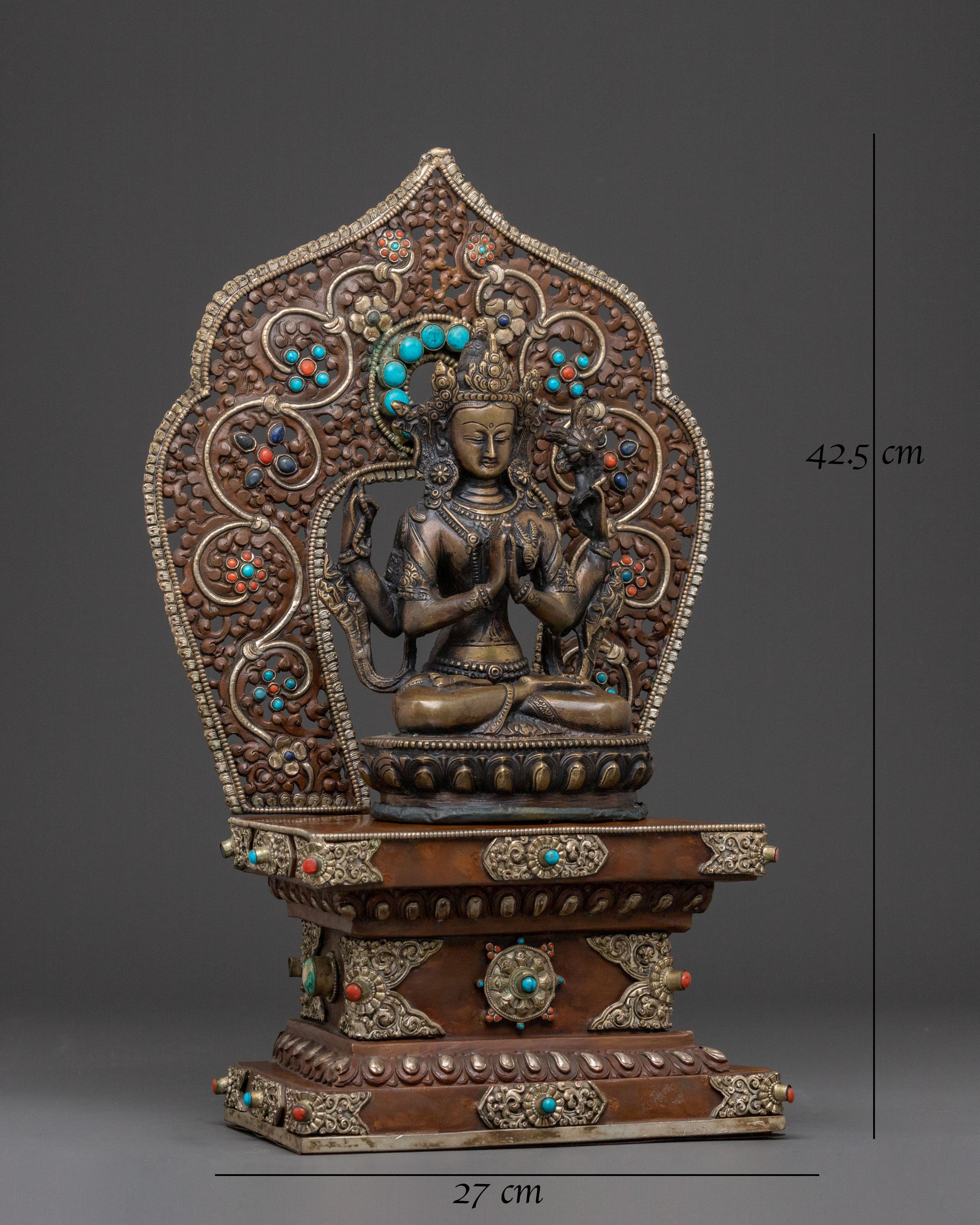 Chenrezig Statue on Throne | Spiritual Figure