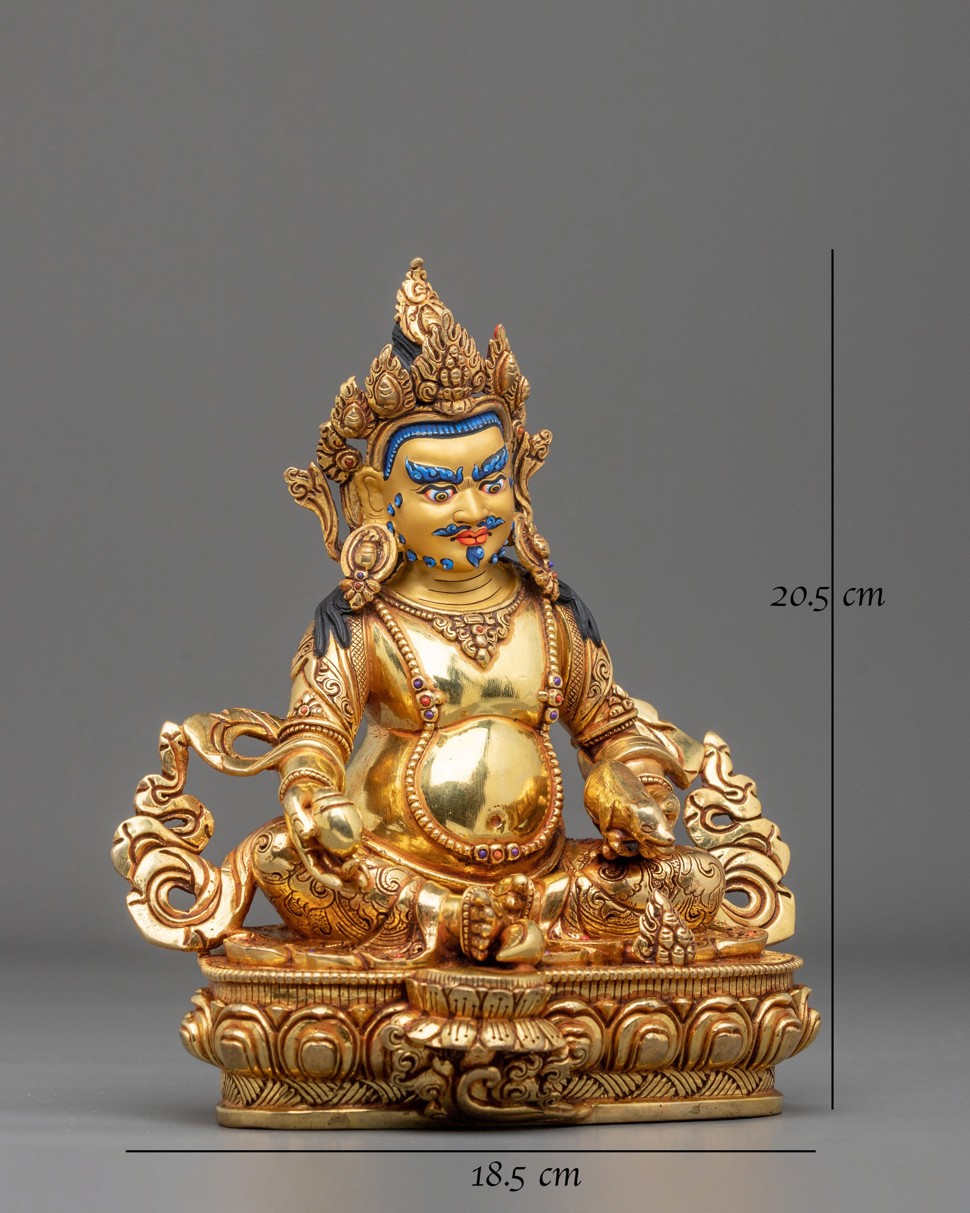 Dzambhala Wealth God Spiritual Statue | 24K Gold Gilded Copper Sculpture