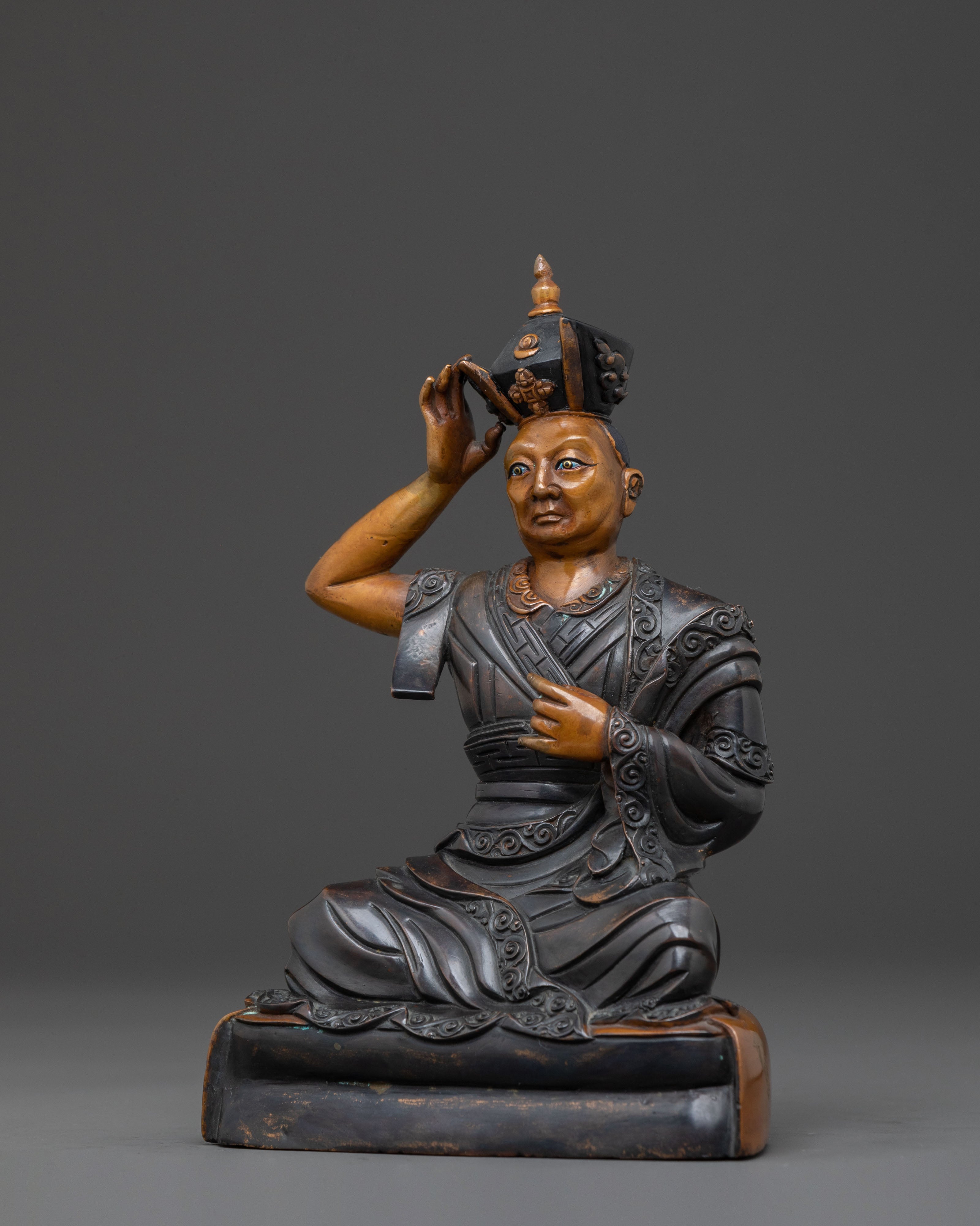 Karmapa Oxidized Copper Statue | Spiritual Leader