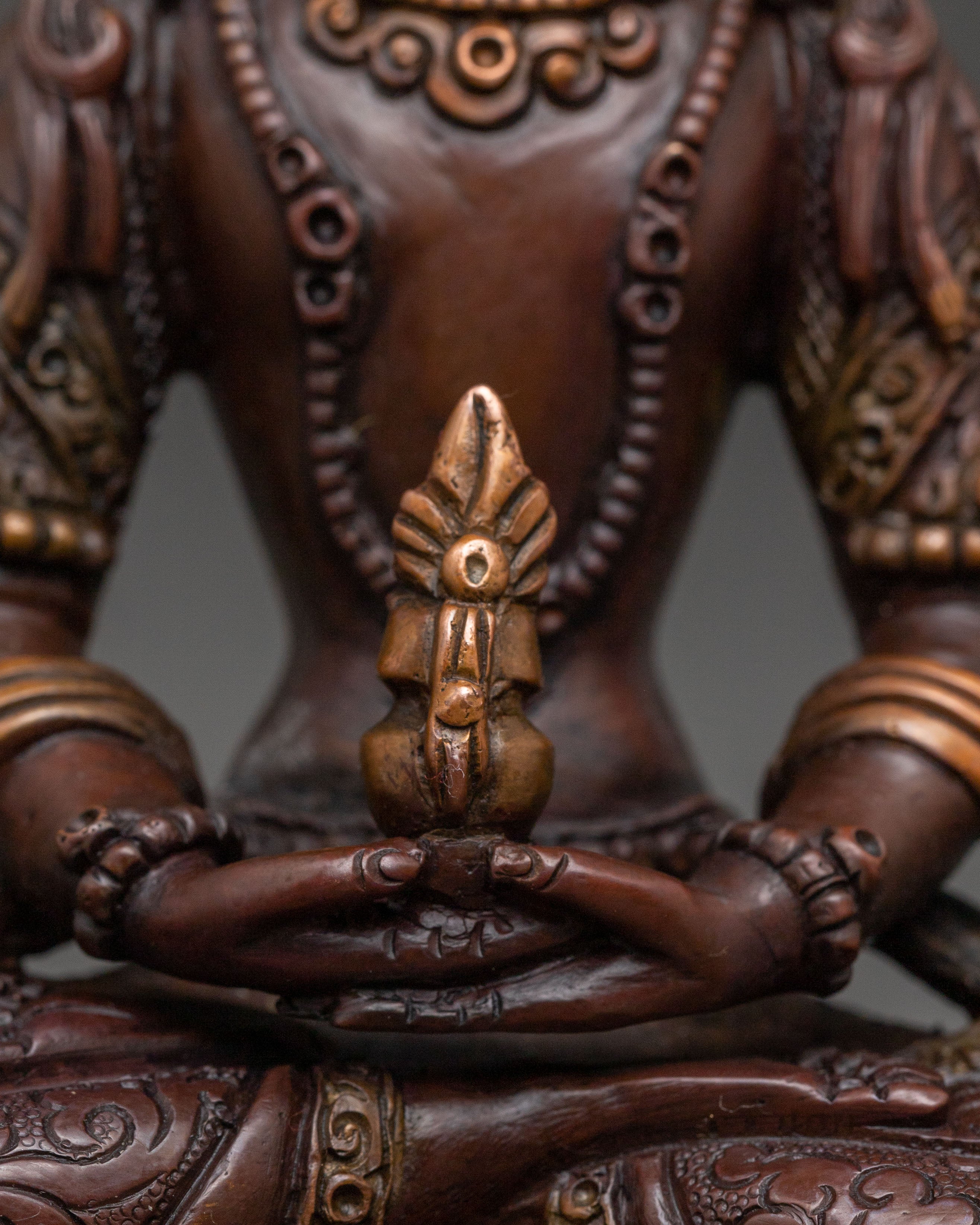Buddha of Boundless Life Amitayus Statue - Oxidized Copper Statue