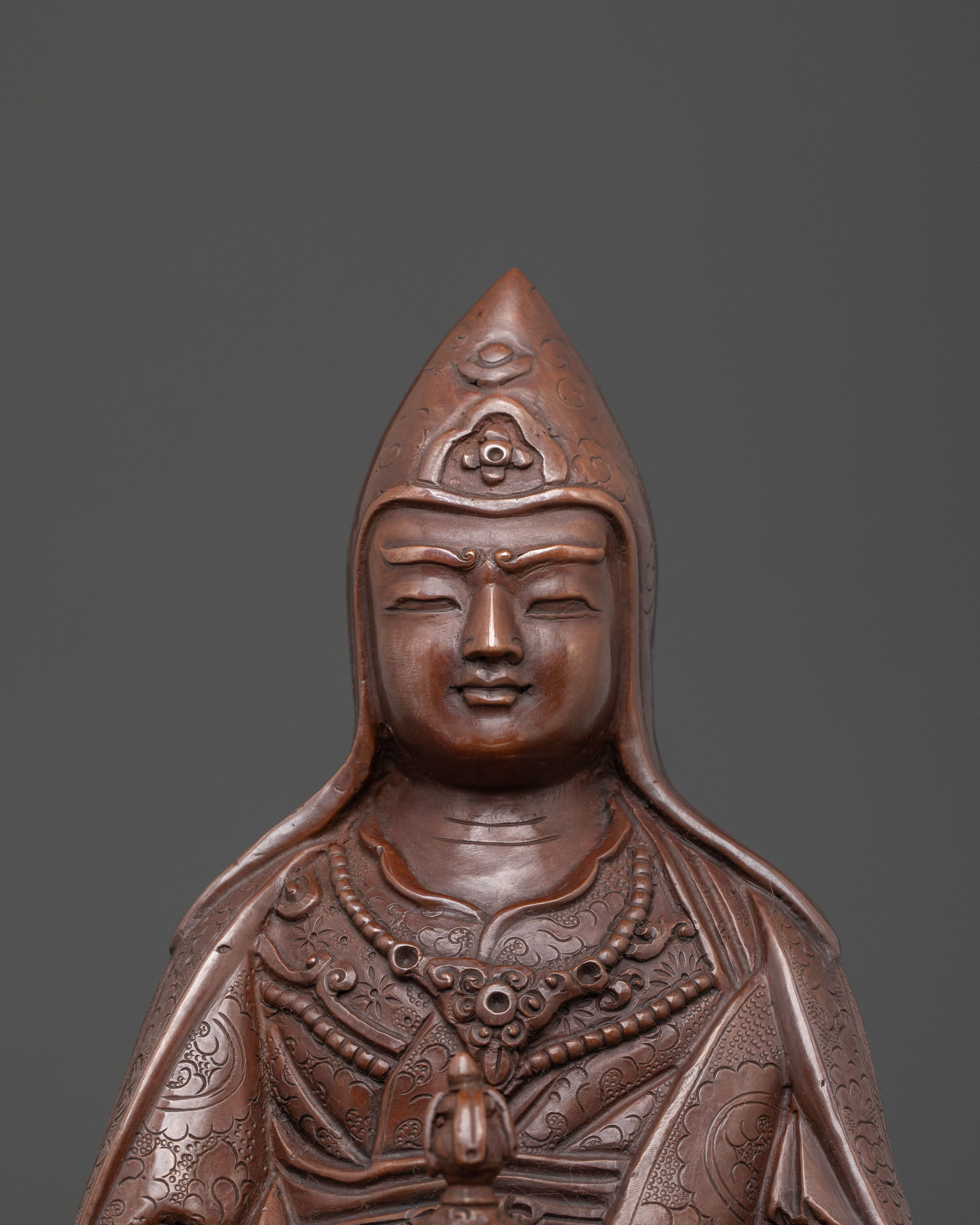 Guru Dewa Chenpo Oxidized Copper Statue for Altars