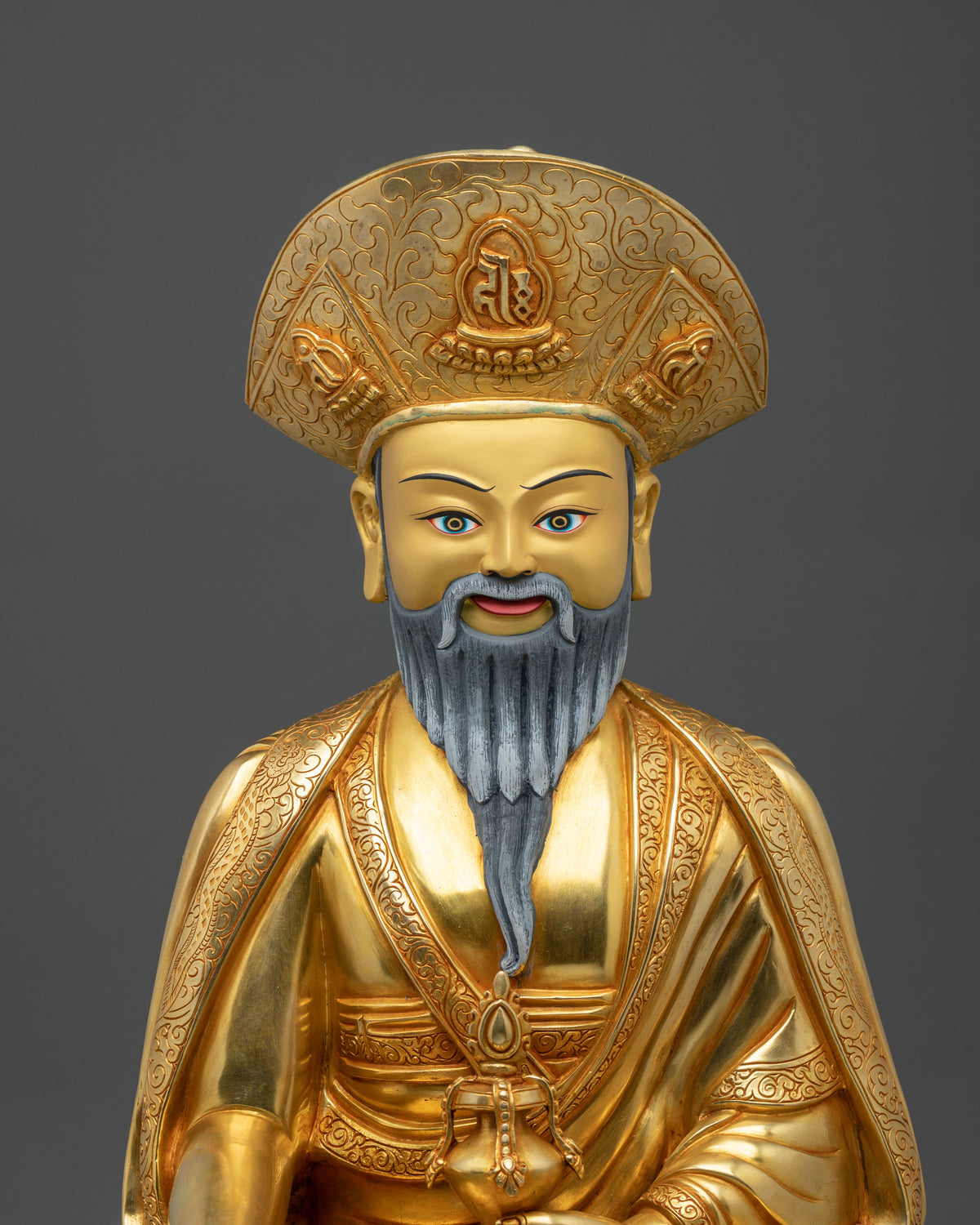 24K Gold Gilded Copper Guru Shapdum Statue | Buddhist Practitioner