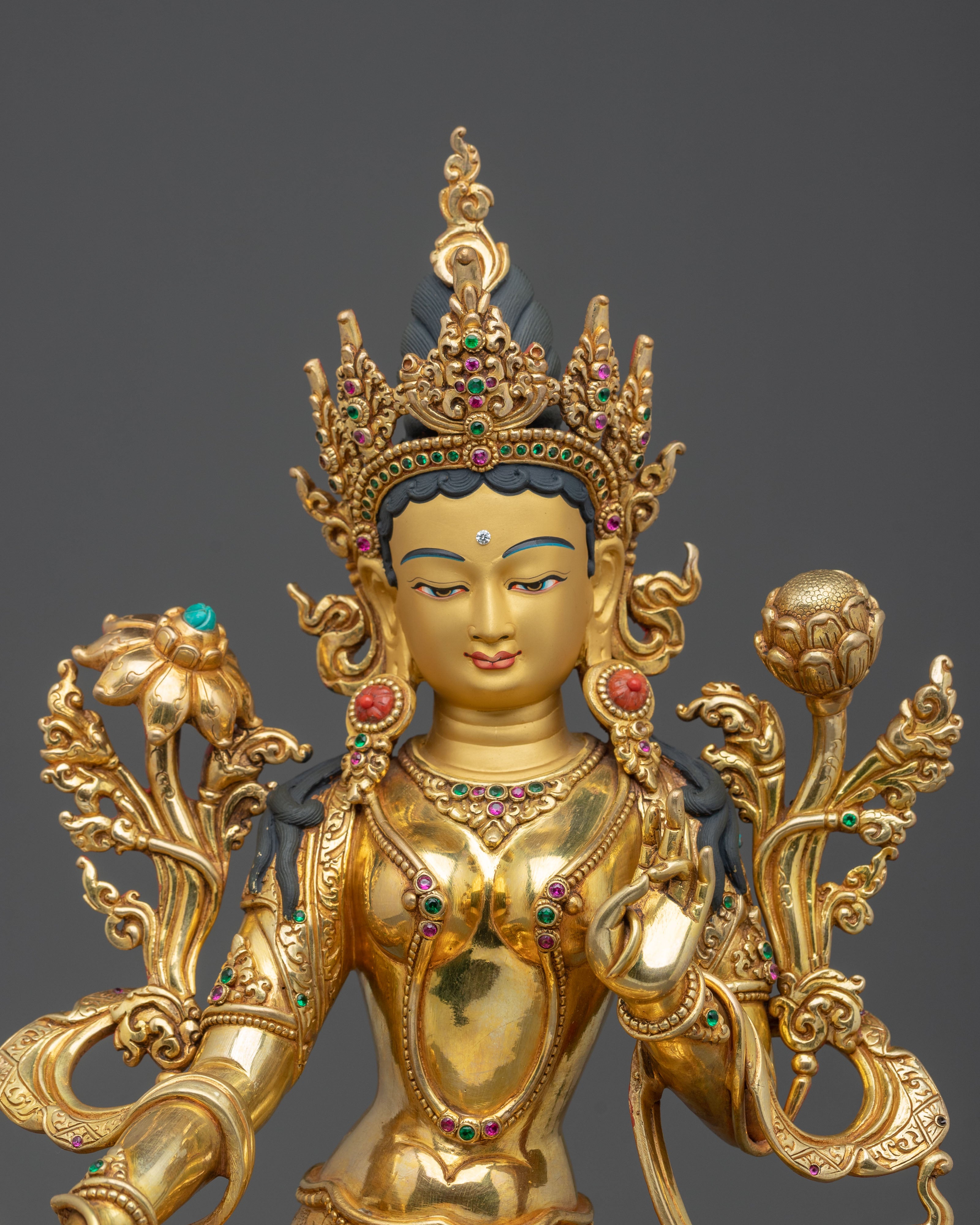 Handmade Green Tara Spiritual Figurine | Home Decor