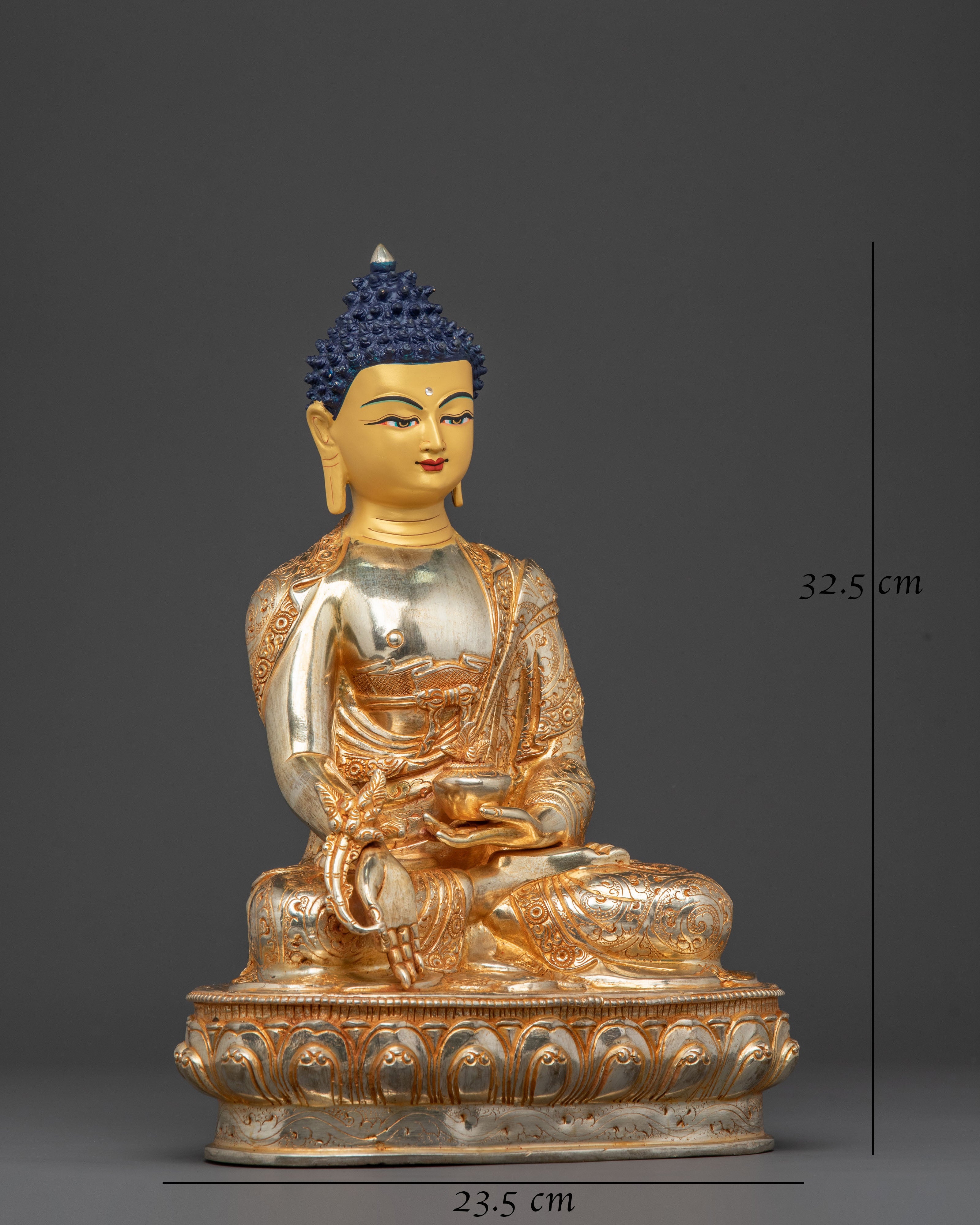 Medicine Buddha Serene Statue | Gold Gilded Buddhist Art