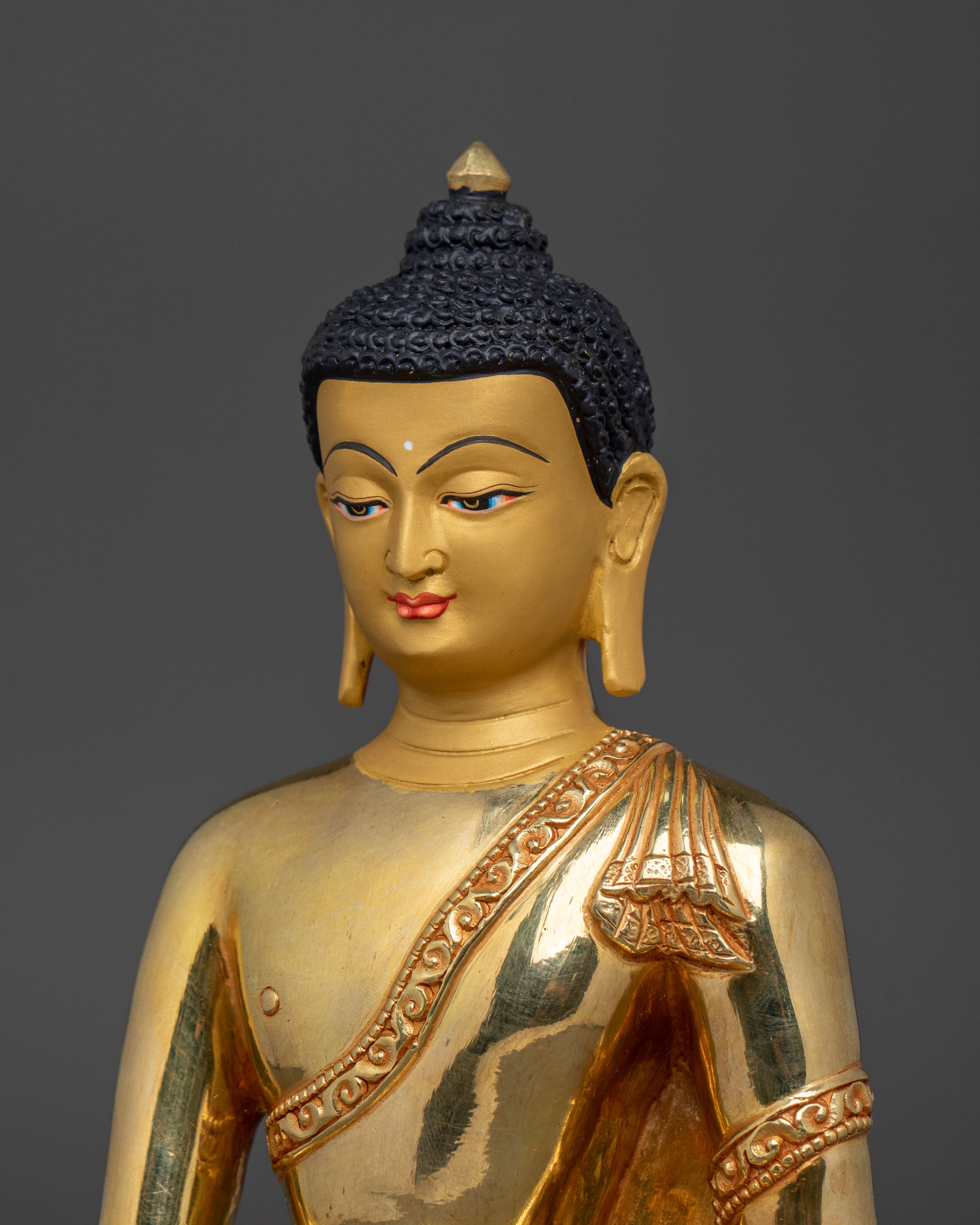 Shakyamuni Buddha 24K Gold Gilded Figure