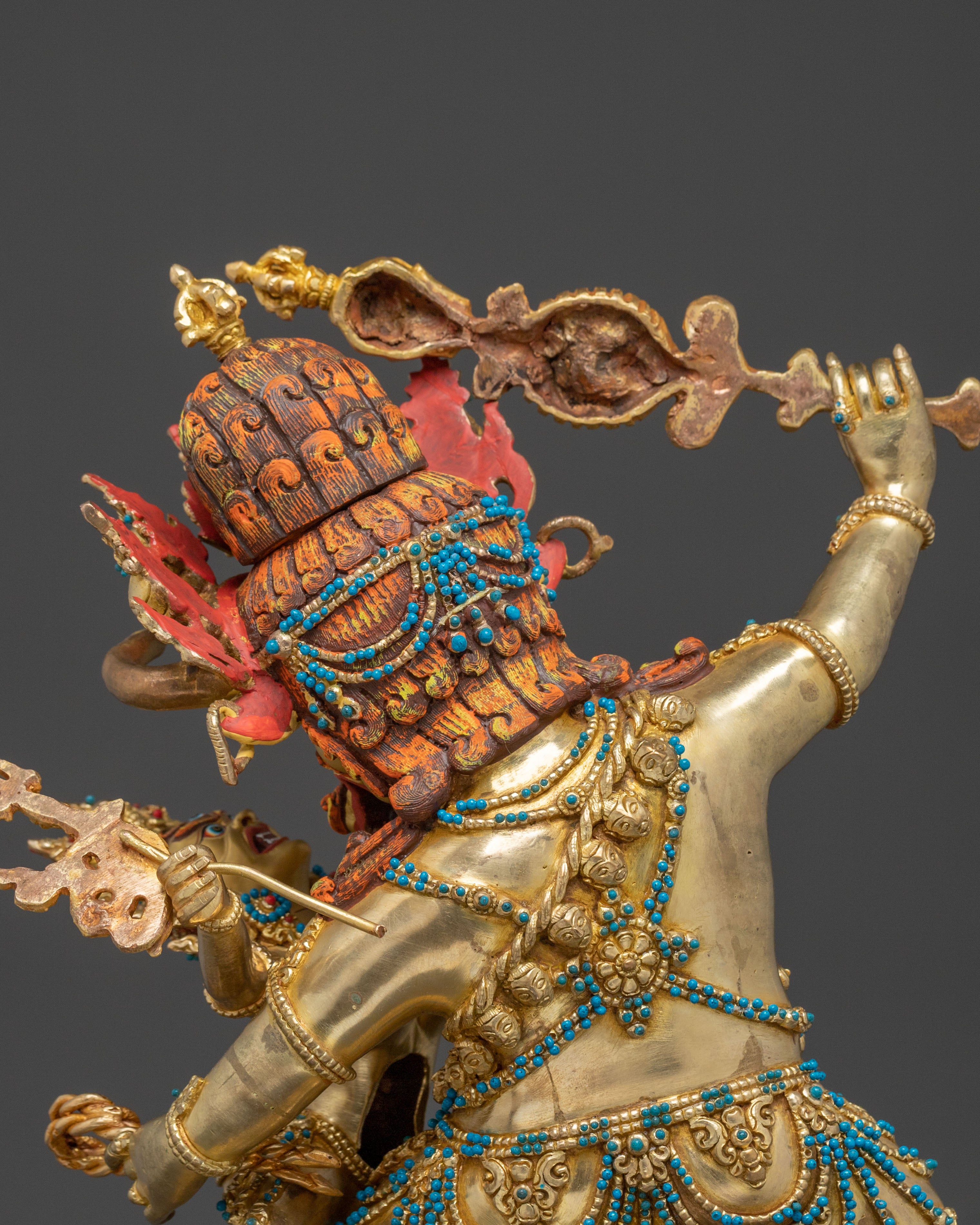 Yama Dharmaraja Sacred Statue: 24K Gold Gilded Protector