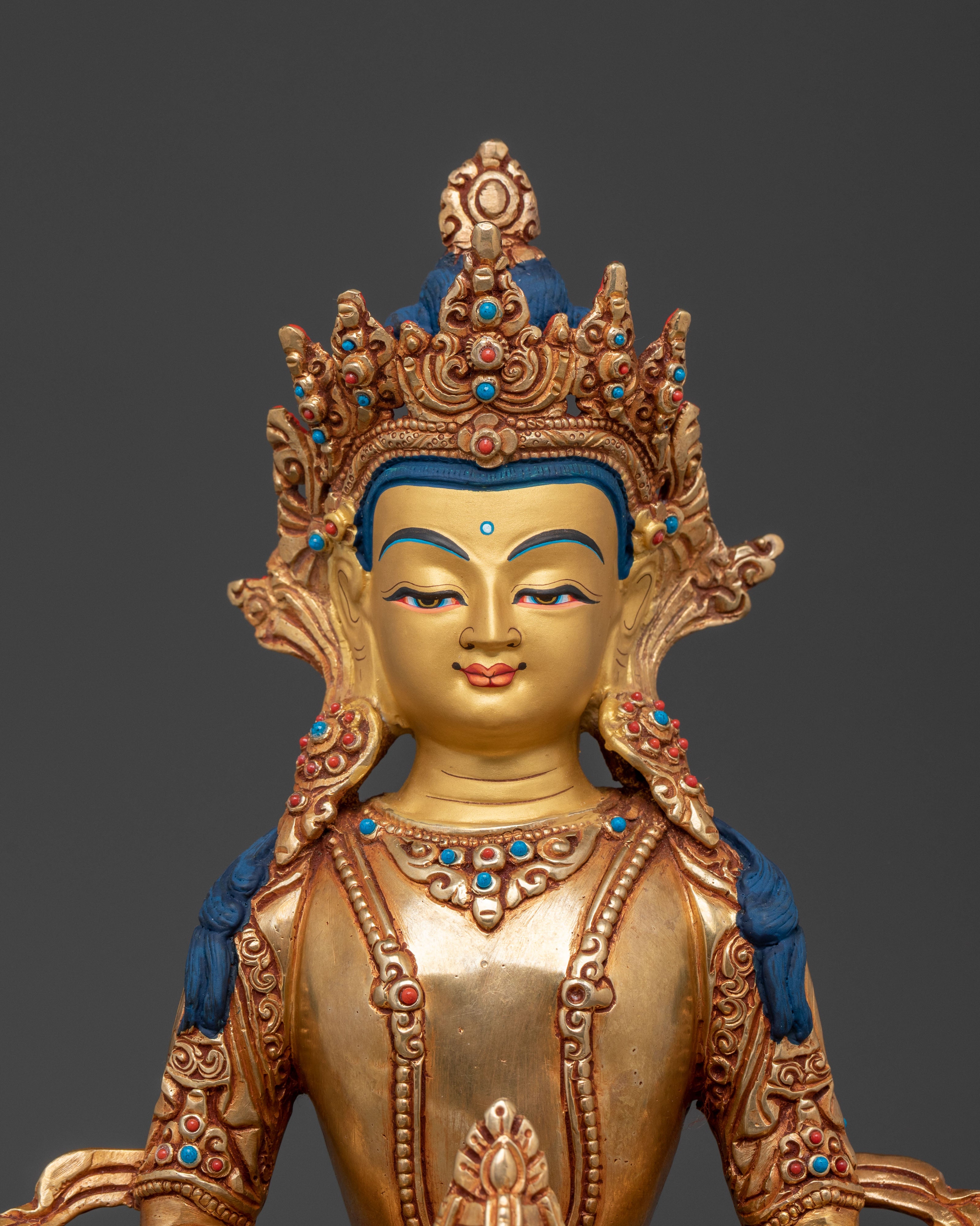 Amitayus Golden Statue: Holding Long Life Vase