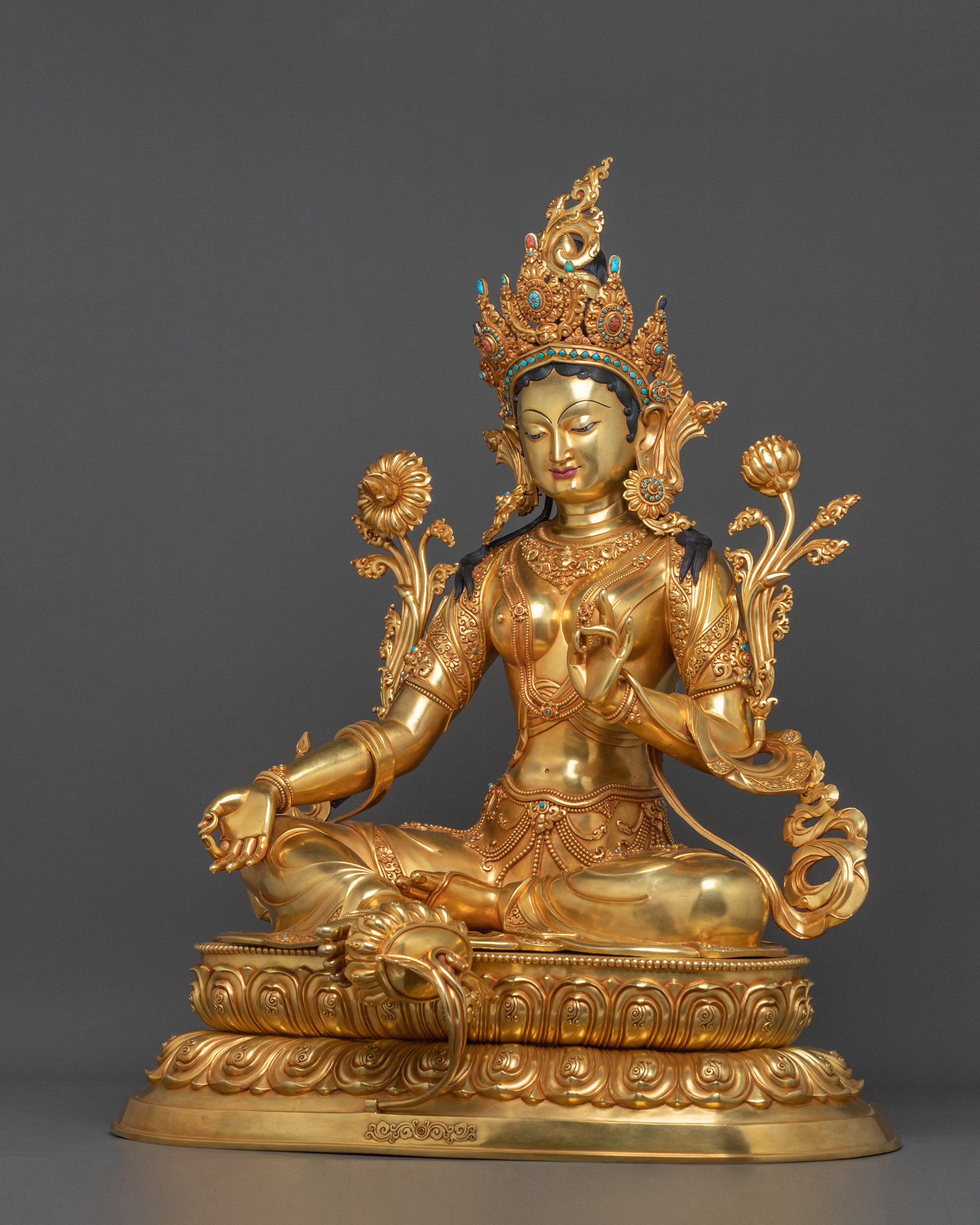 Handmade Green Tara Sculpture | Sacred Goddess