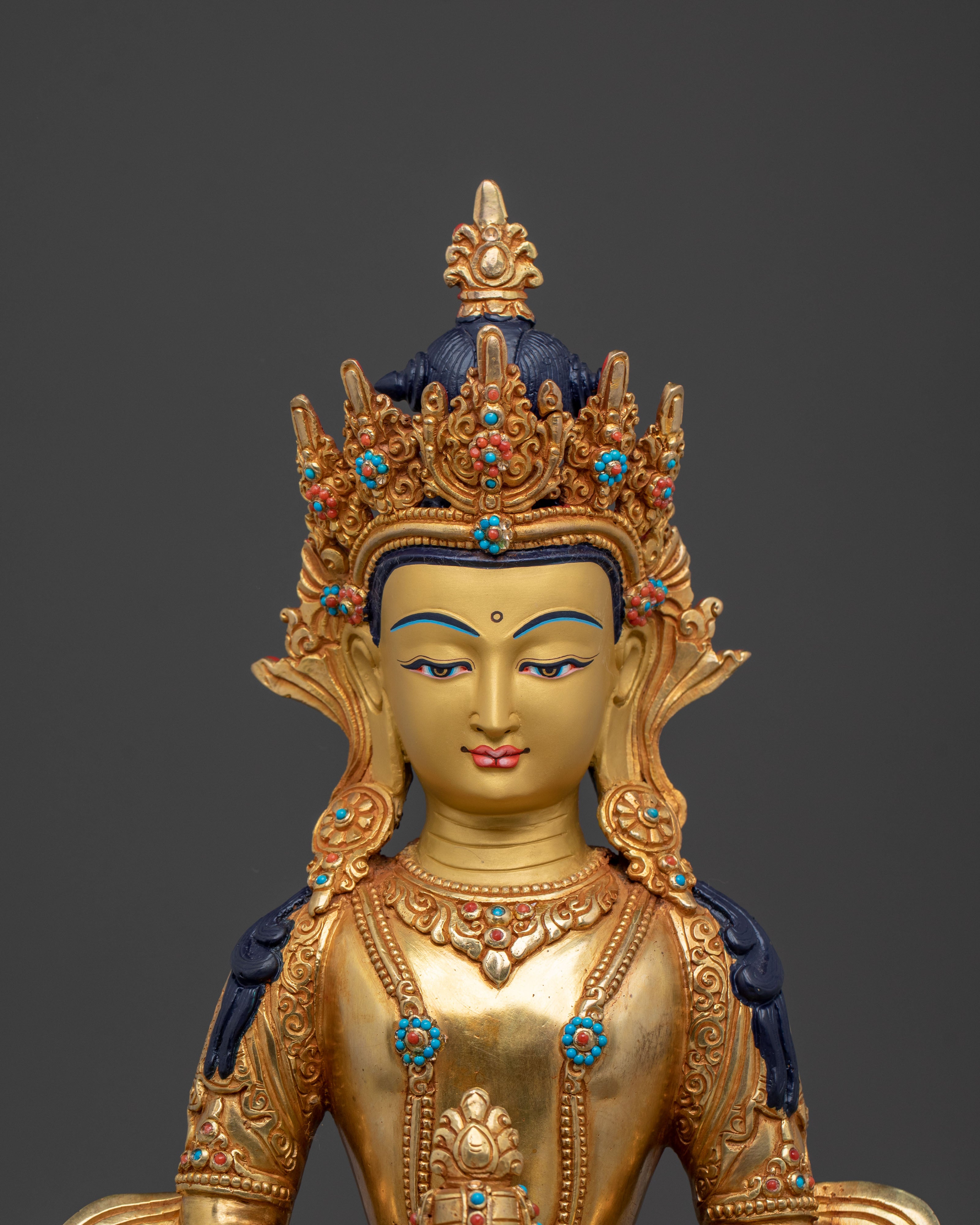 Amitayus 24k Gold Gilded Statue | Deity of Long Life