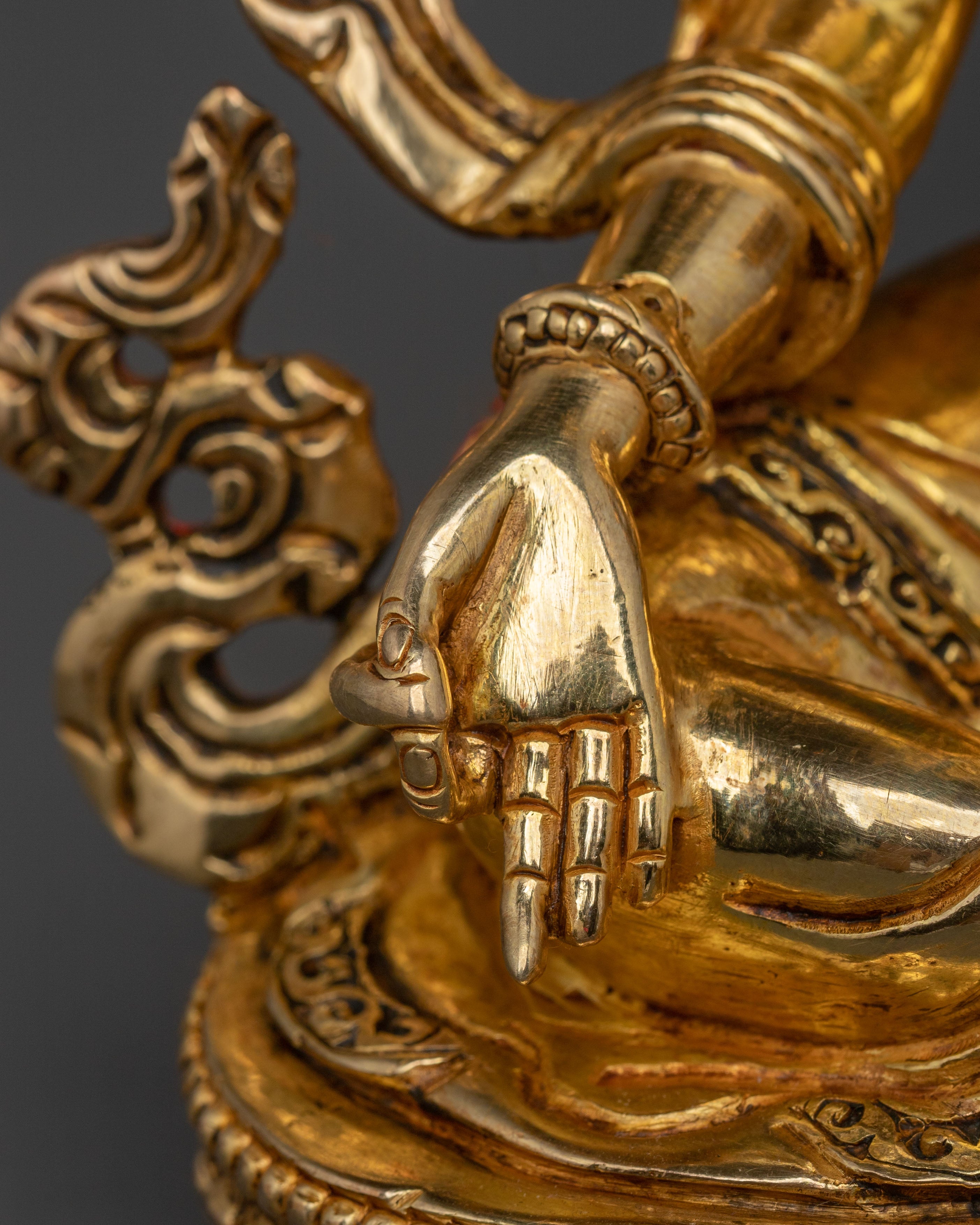 Green Tara Mother of Compassion Statue: 24K Gold Gilded