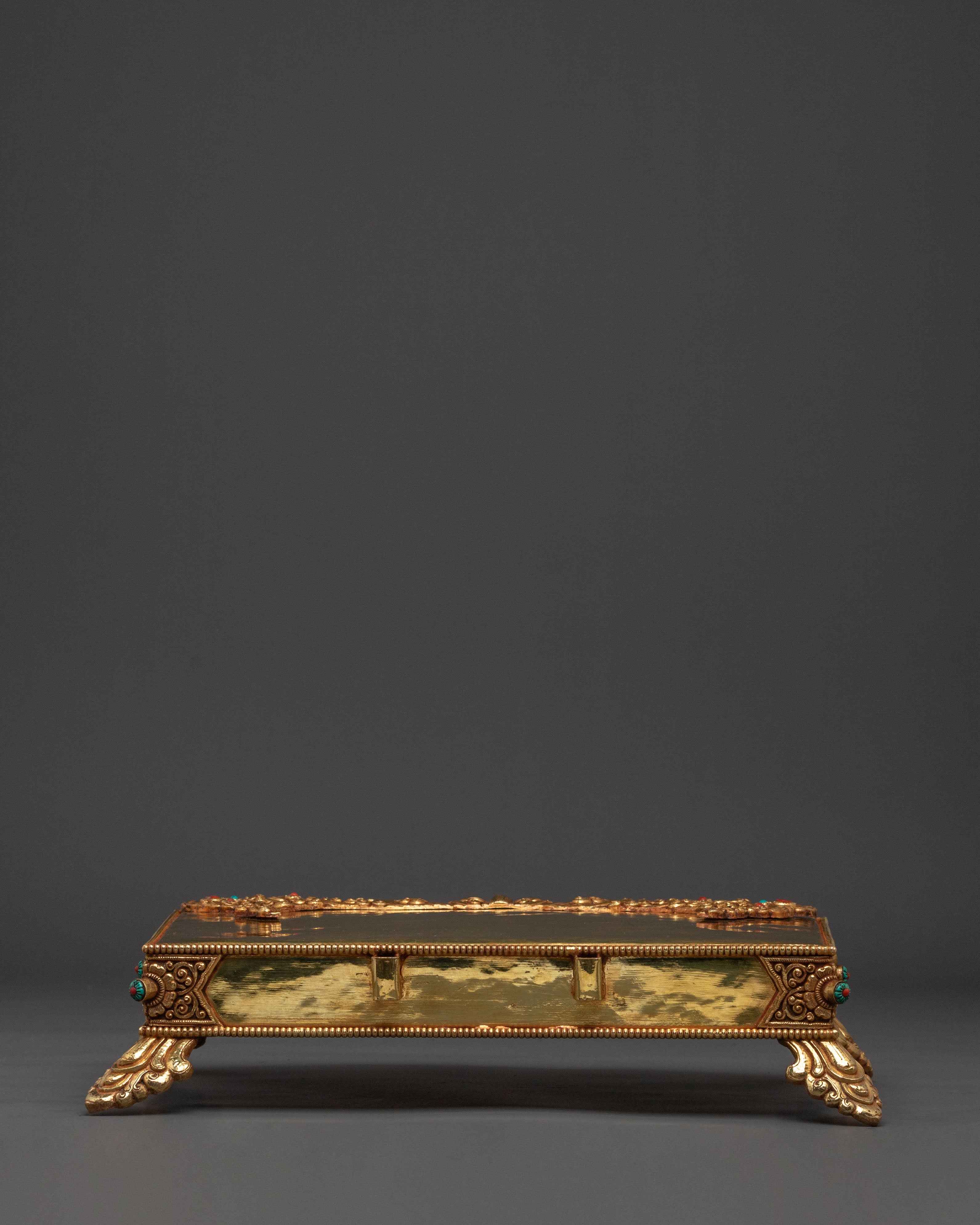 Handcrafted 24K Gold Gilded Throne: Sacred Pedestal