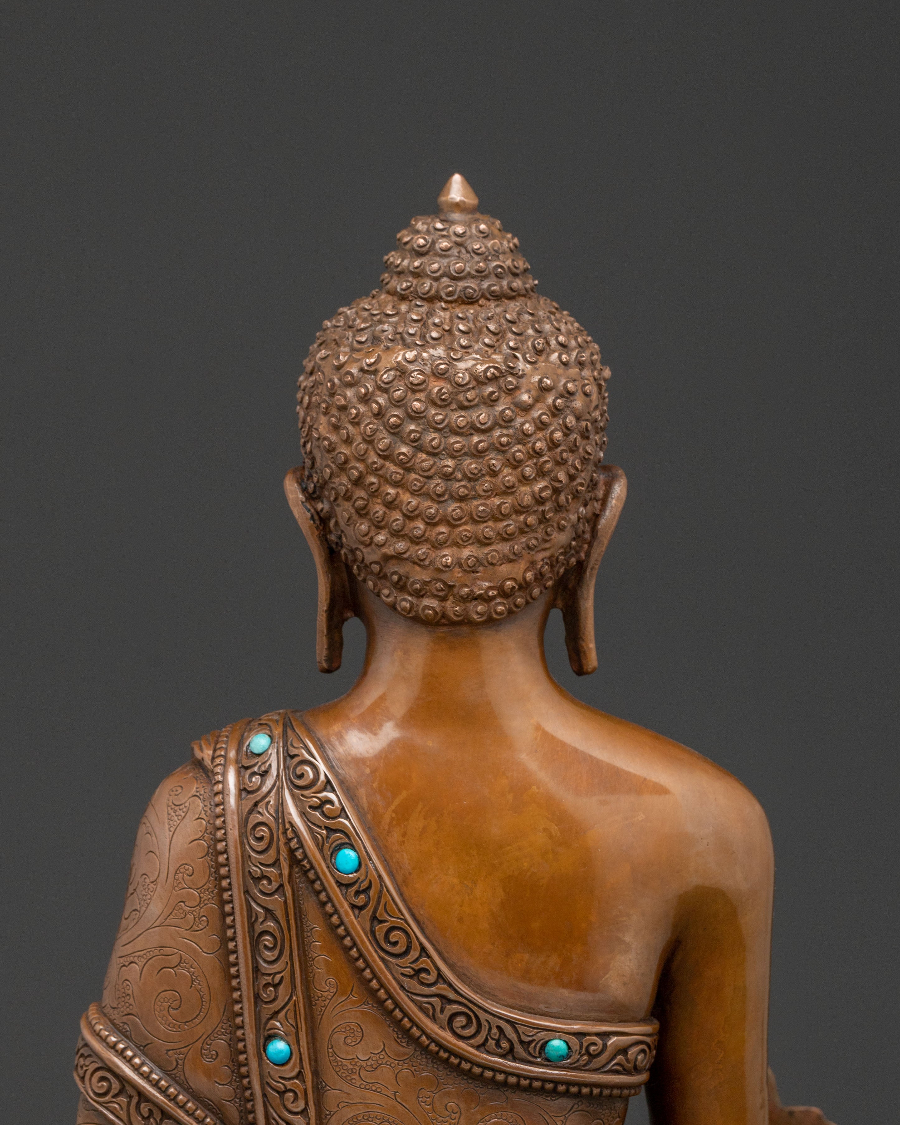 Medicine Buddha Statue: Oxidized Copper Healer Buddha Sculpture