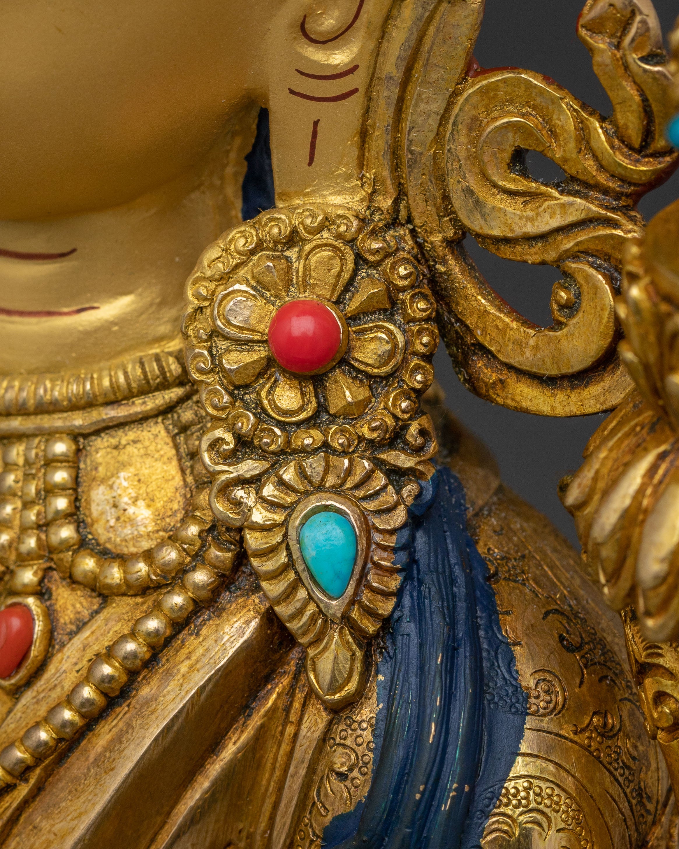 Maitreya Buddha Handcrafted Sacred Statue with 24K Gold Gilding