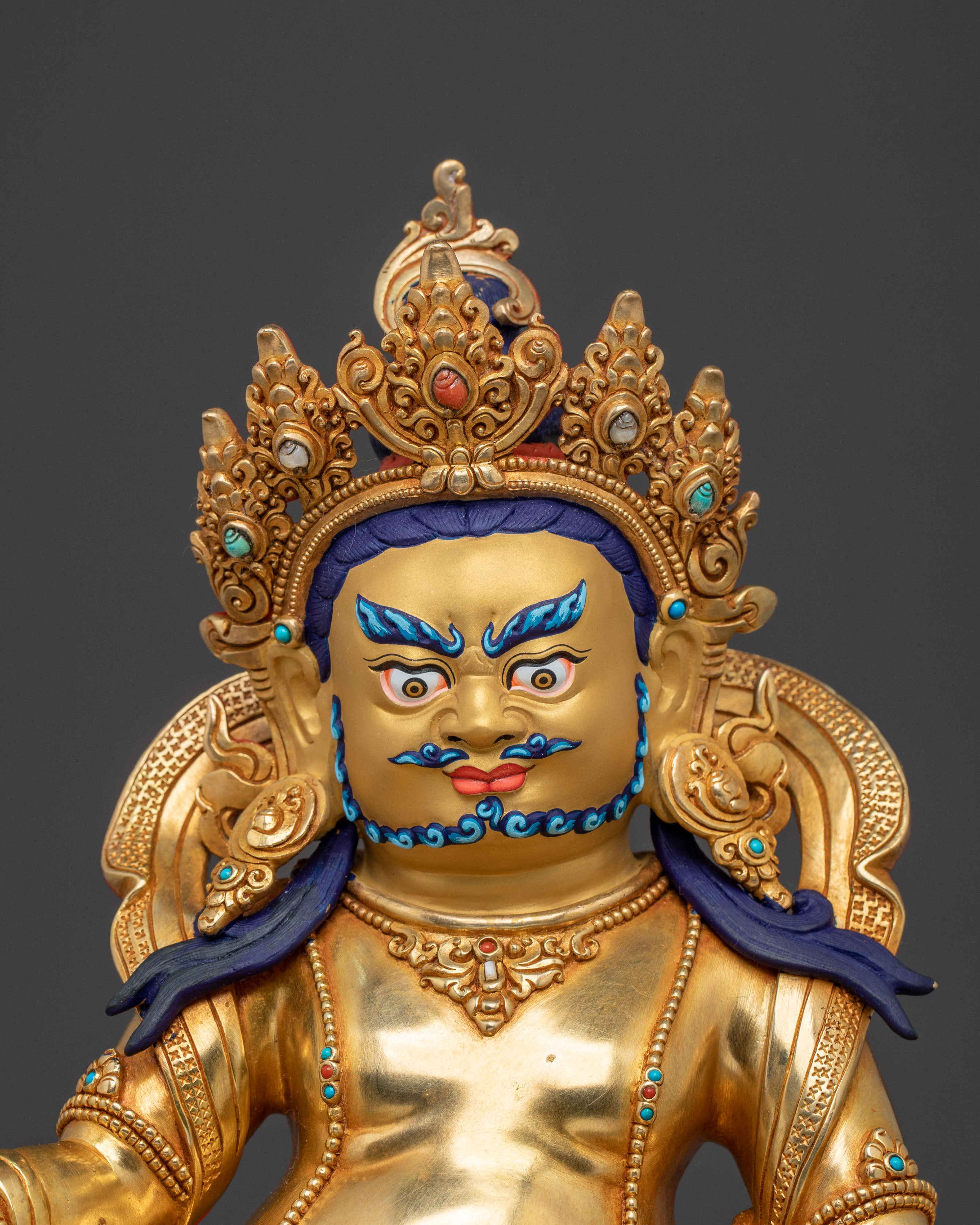 Dzambhala 24K Gold Gilded Statue | Wealth Deity