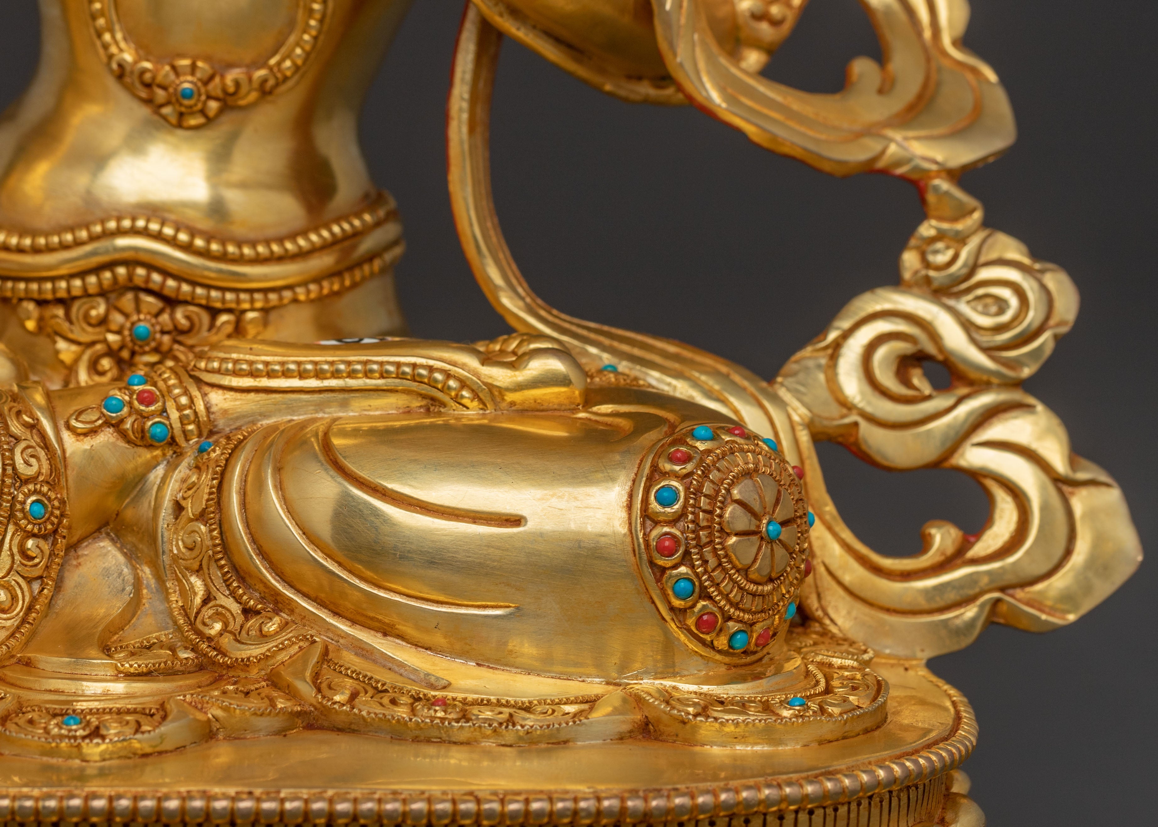 Sacred White Tara Figure | 24K Gold Gilded Statue