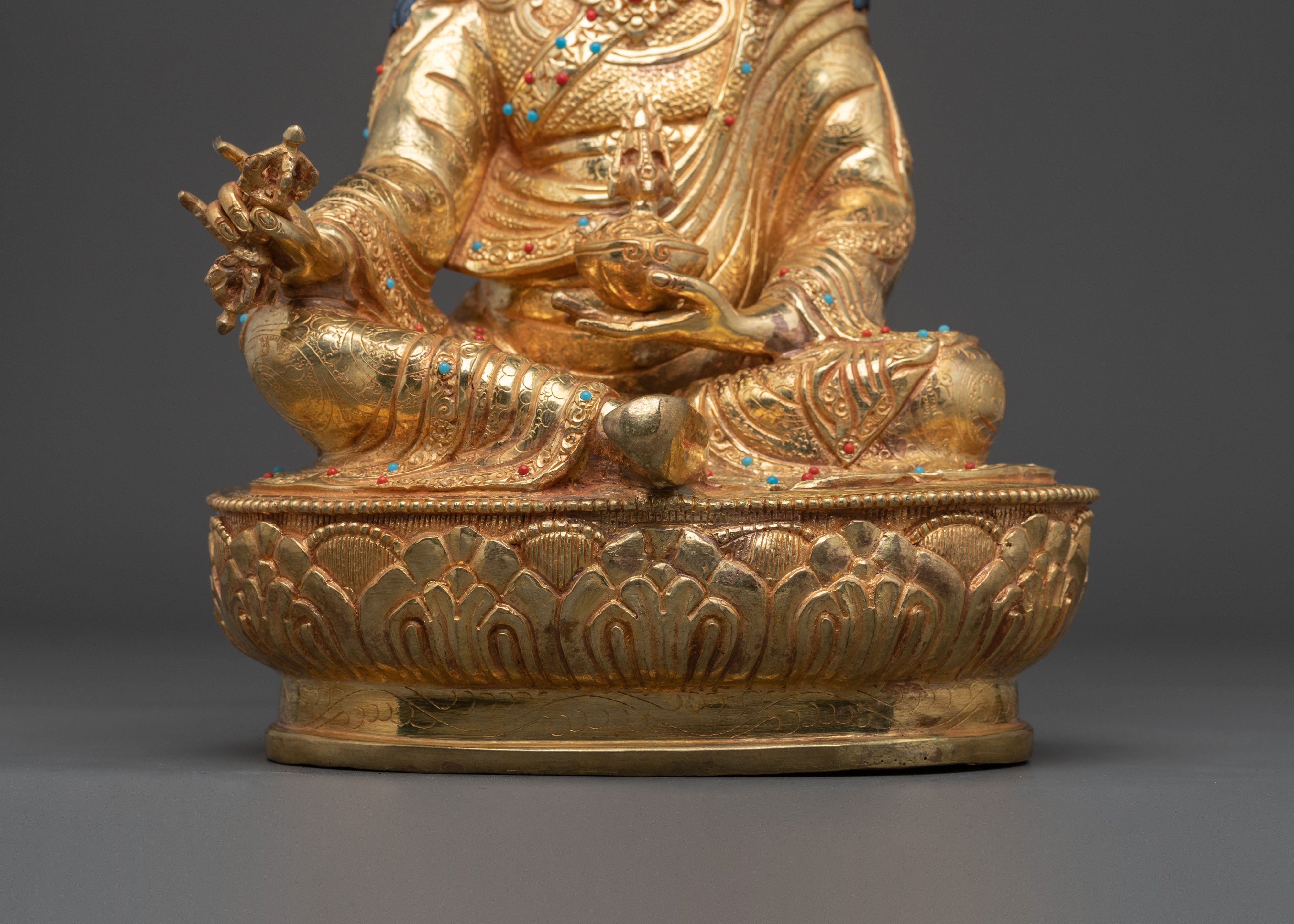 Guru Rinpoche 24K Gold Gilded Sculpture | Home Decor