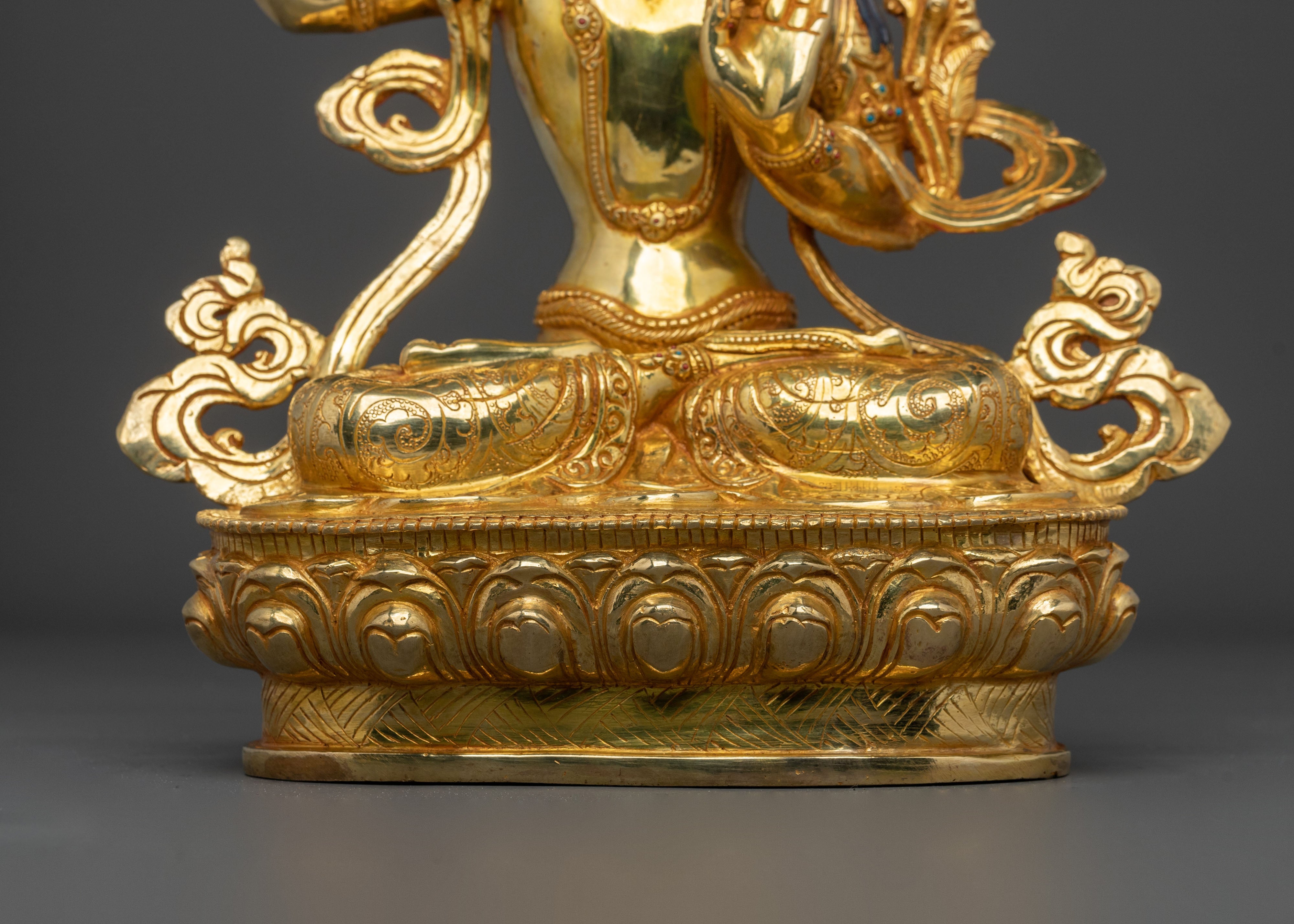 Manjushri Bodhisattva Statue | 24K Gold Gilded Figurine