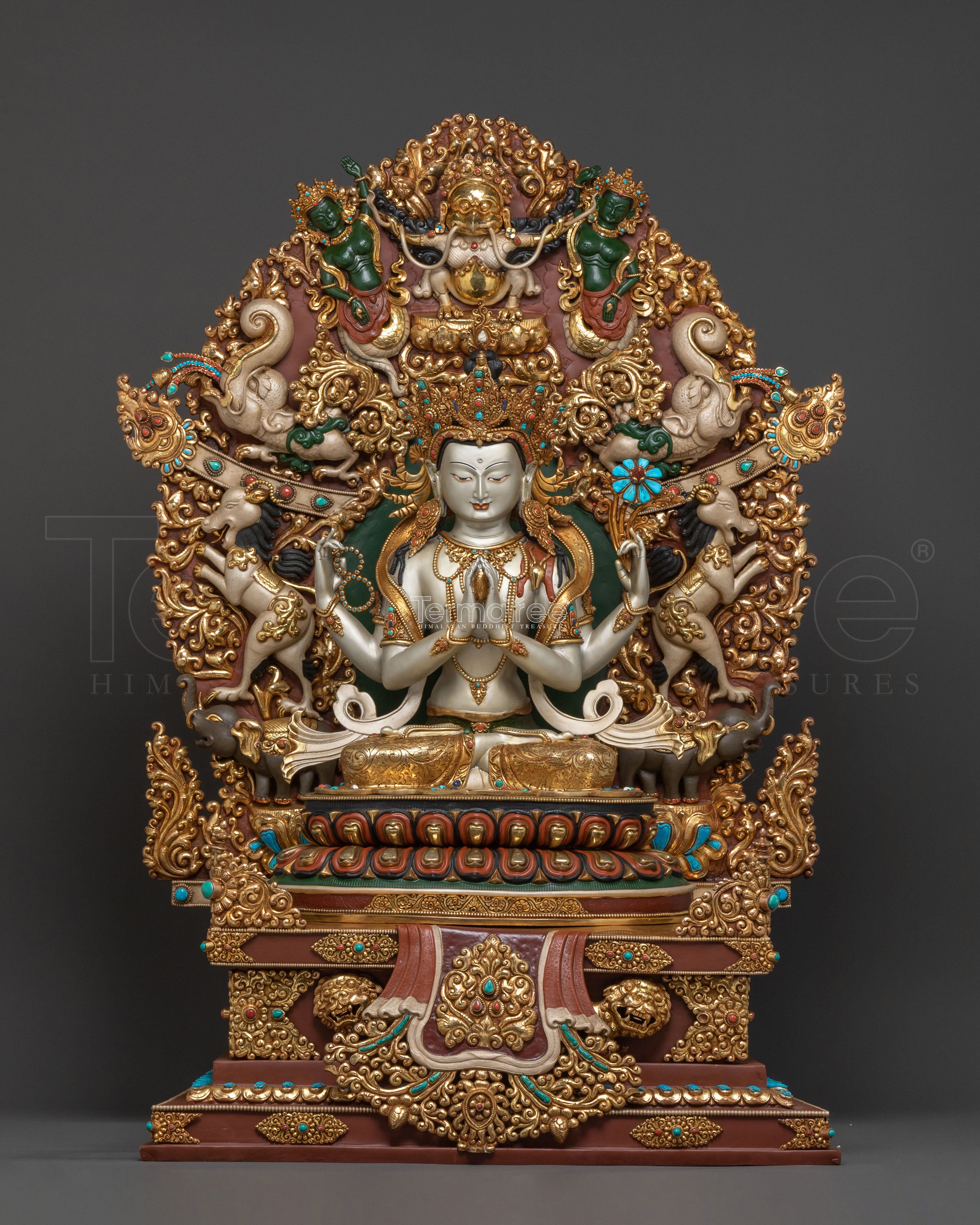 Statue of Chenrezig on Throne