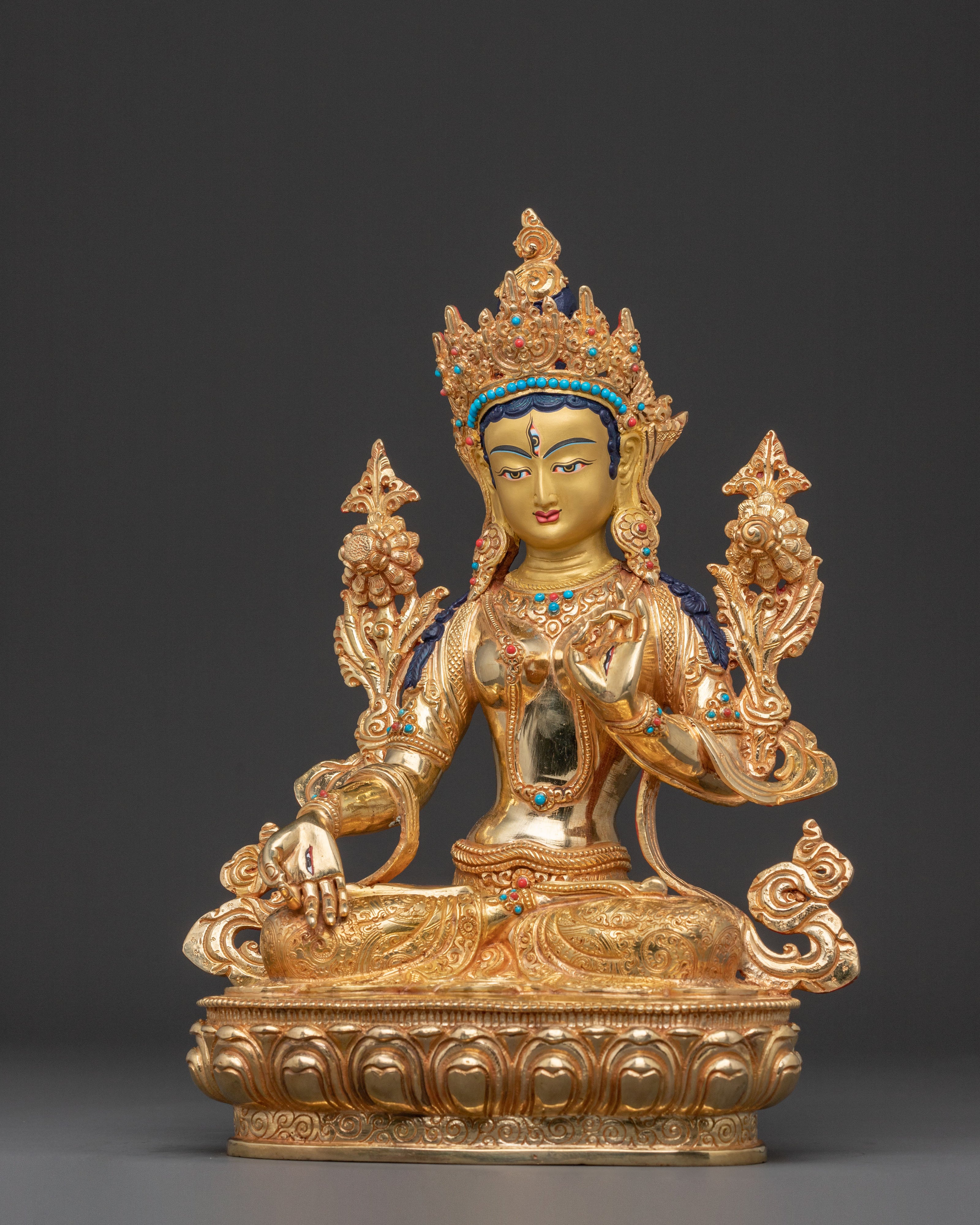 White Tara Healing Deity Sculpture: Handcrafted Serenity