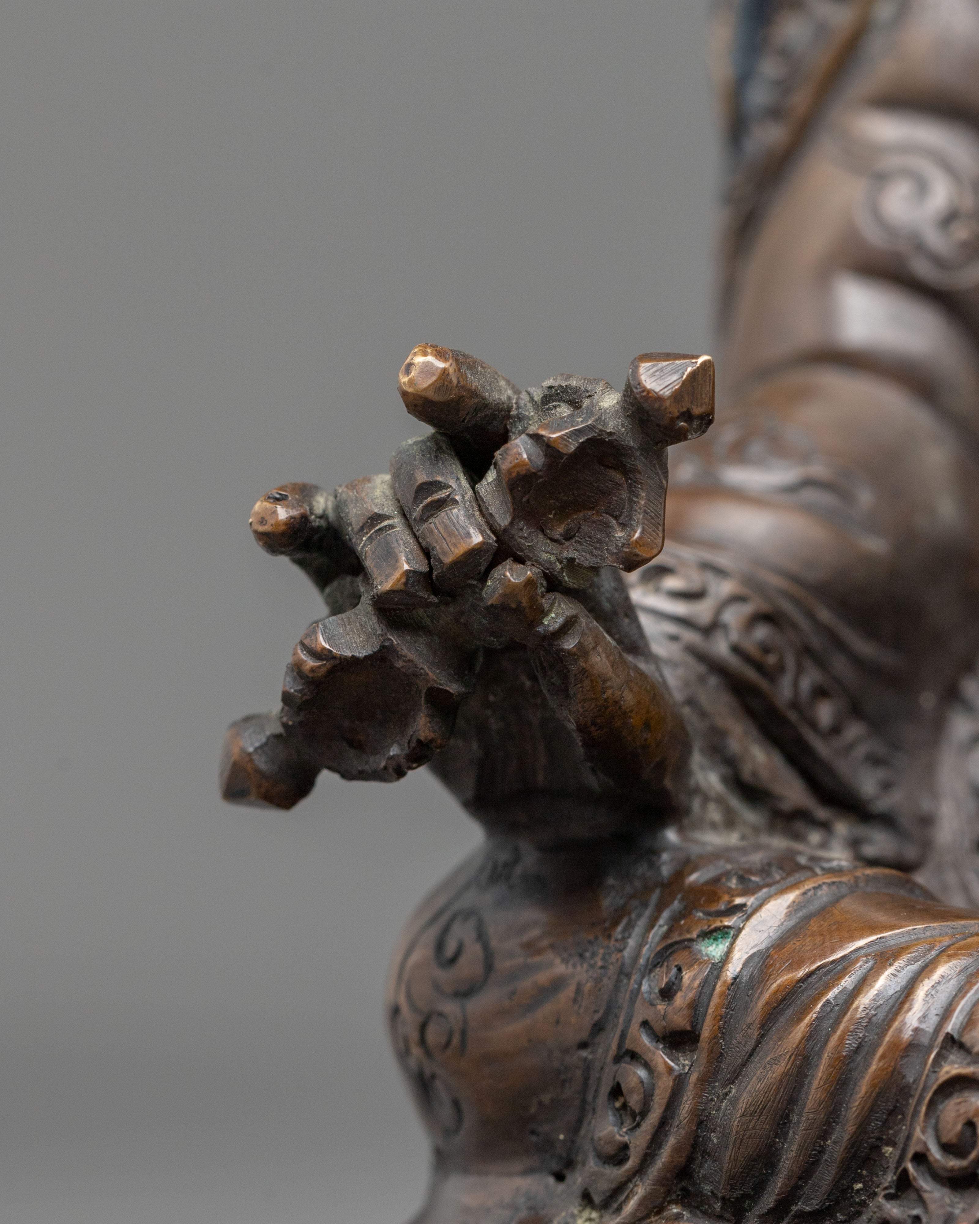 Handmade Padmasambhava Buddhist Statue in Oxidized Copper