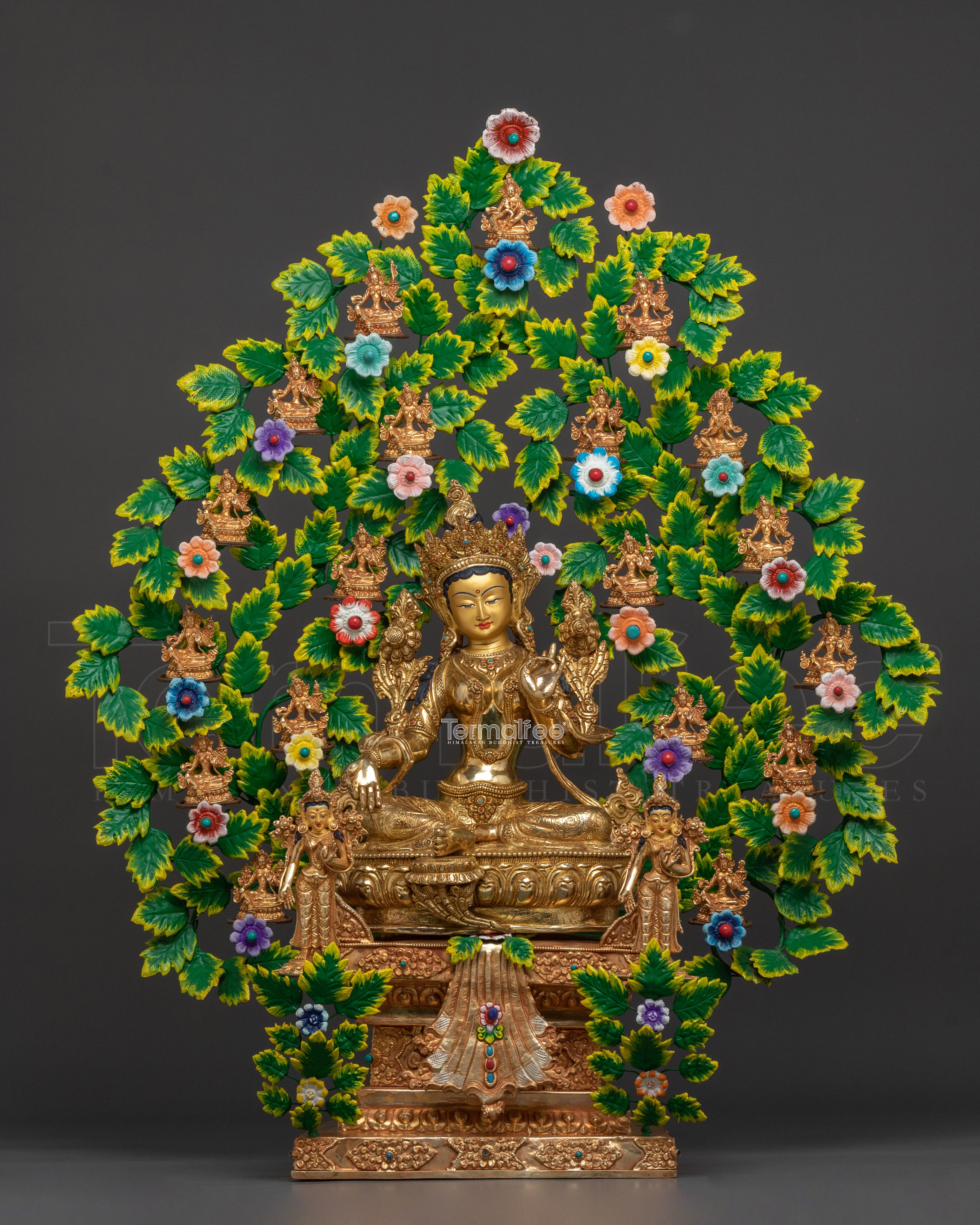 Twenty One Tara Buddhist Goddess Statue Set in 24K Gold