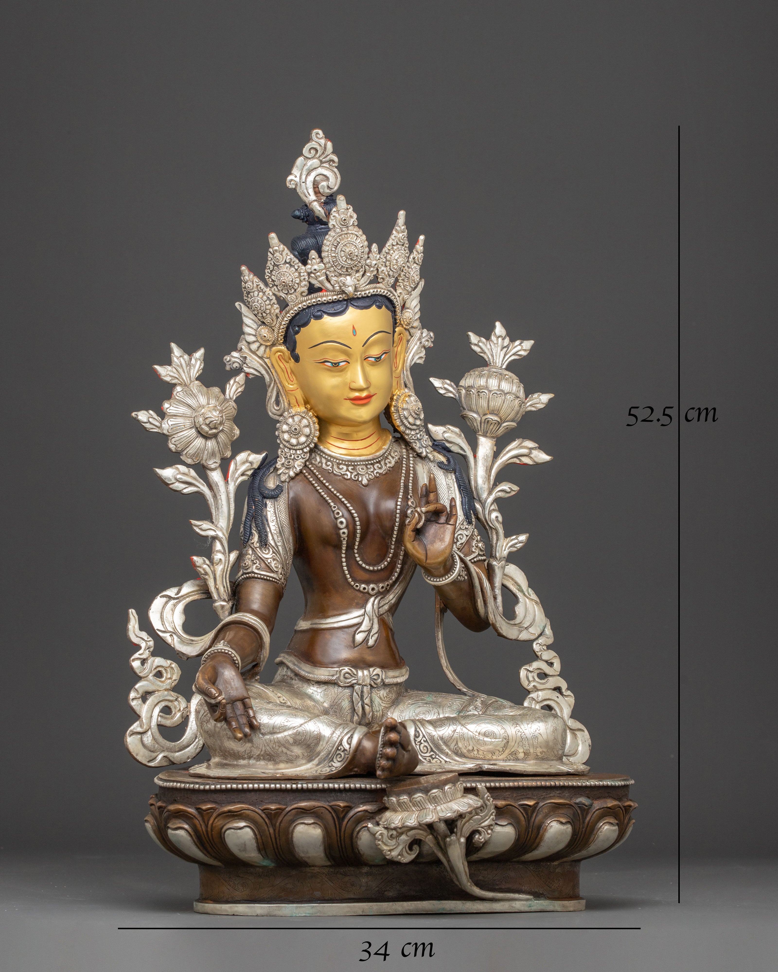 Silver-Plated Shyama Tara Copper Statue