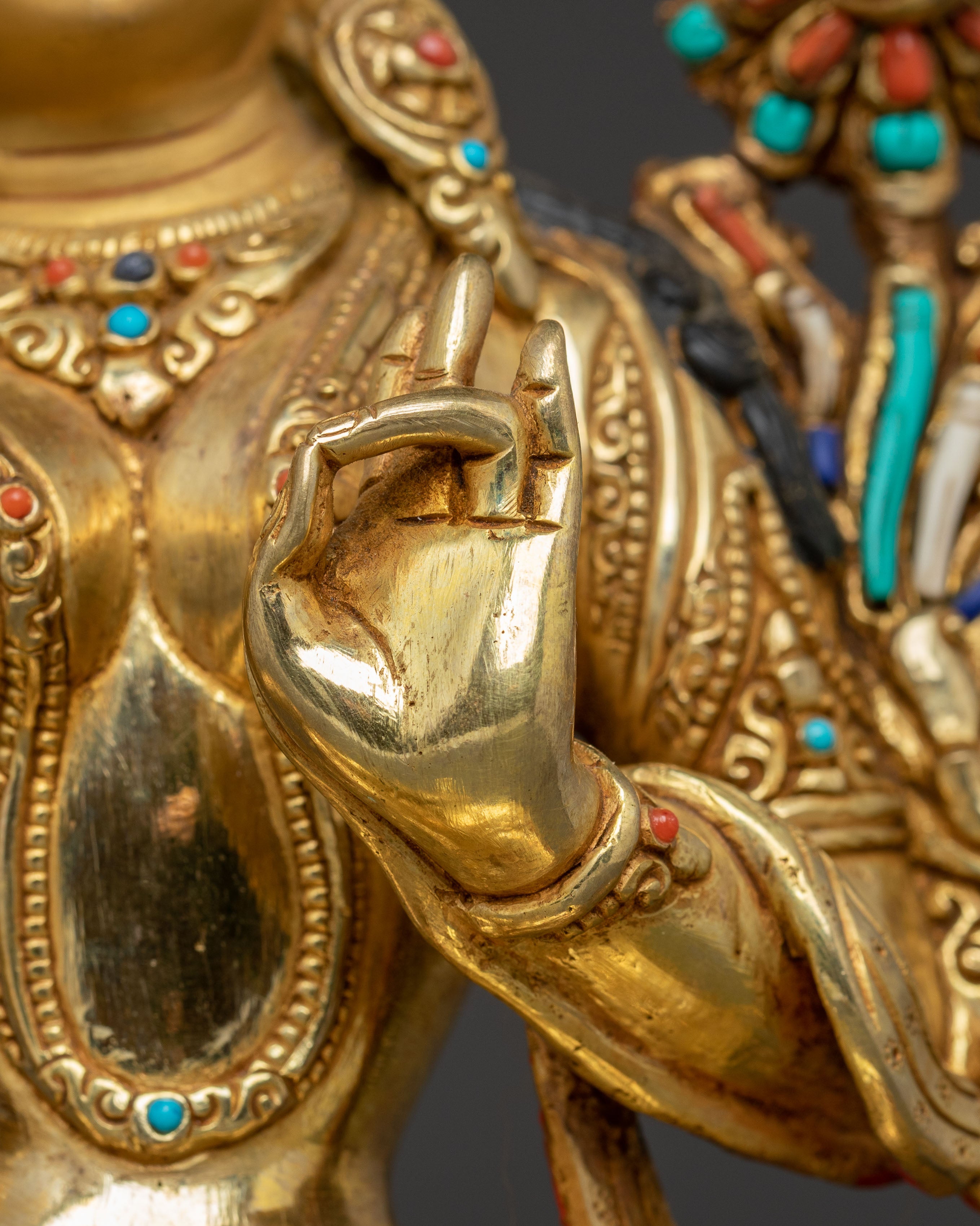 Green Tara Compassion Statue – Gilded Copper Artwork