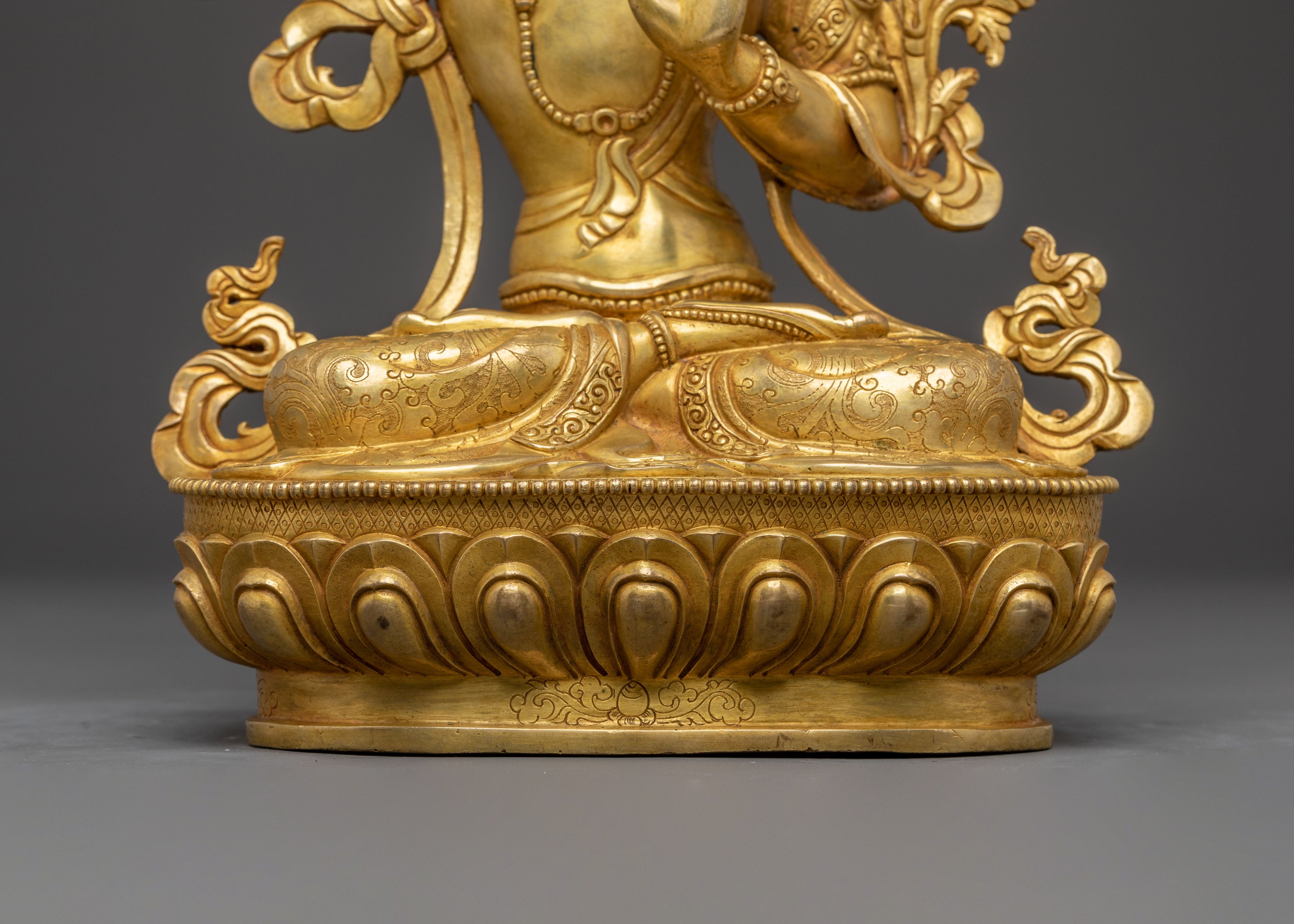 Handmade Golden Manjushri Statue- Symbol of Wisdom