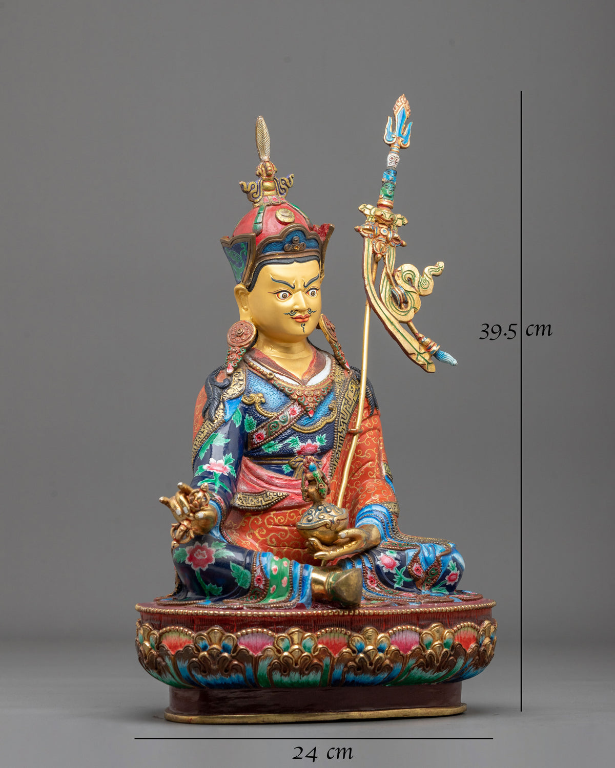 Guru Rinpoche 24K Gold Coated Buddhist Figurine – Authentic Nepalese Art