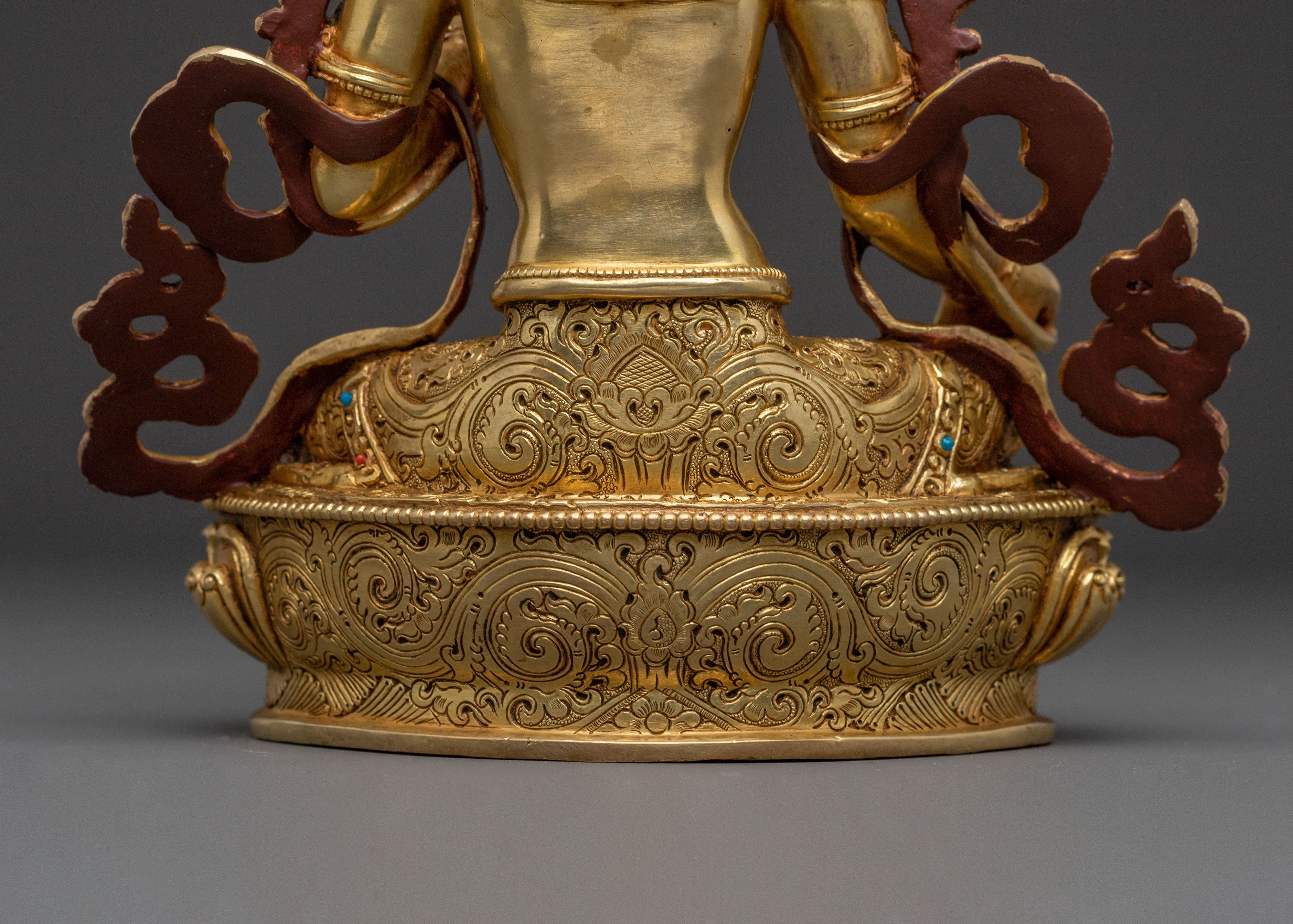 Handcrafted Statue of Green Tara – Exquisite Gilded Copper