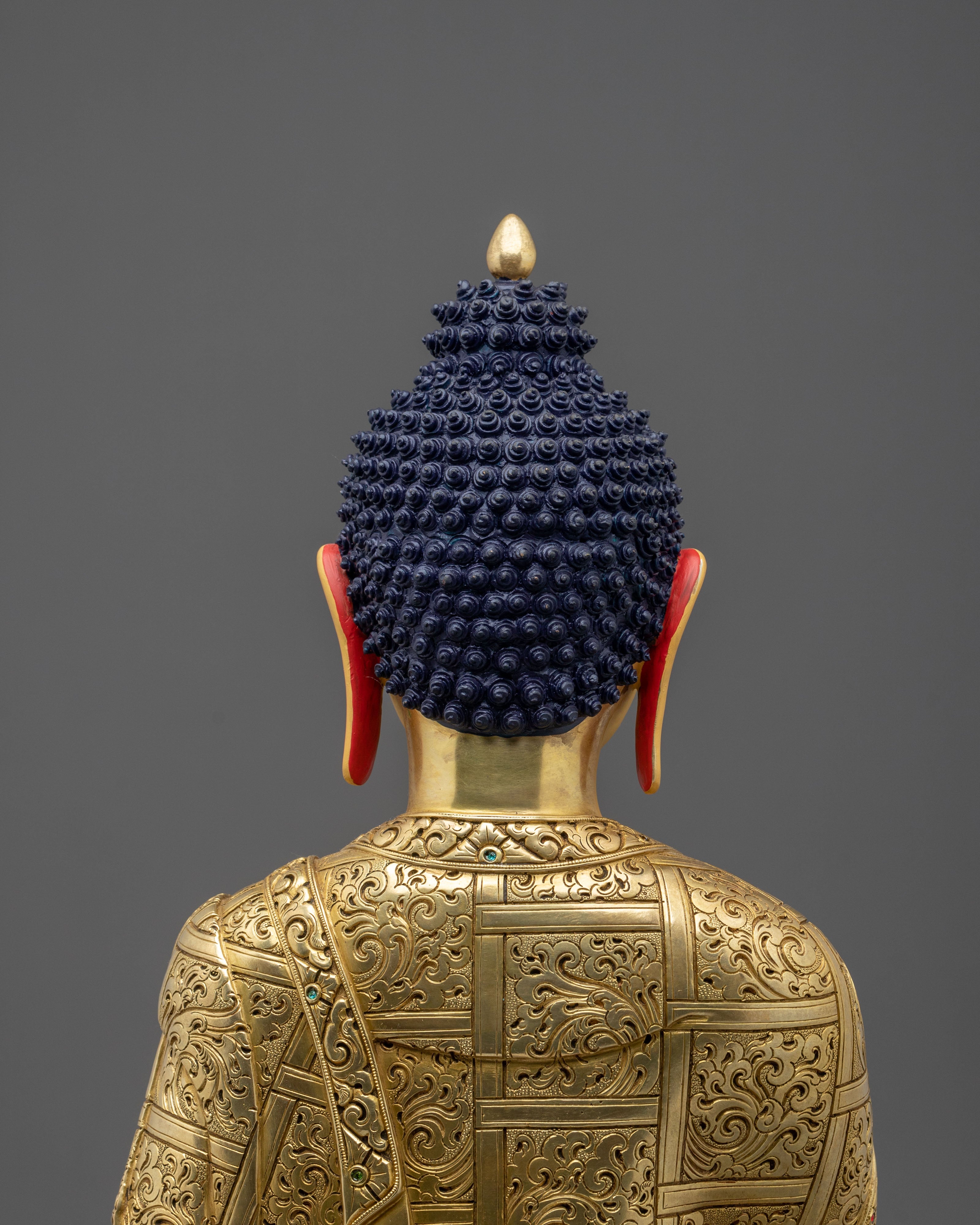 Shakyamuni Buddha 24K Fire Gold Gilded Statue: Meditation Decor