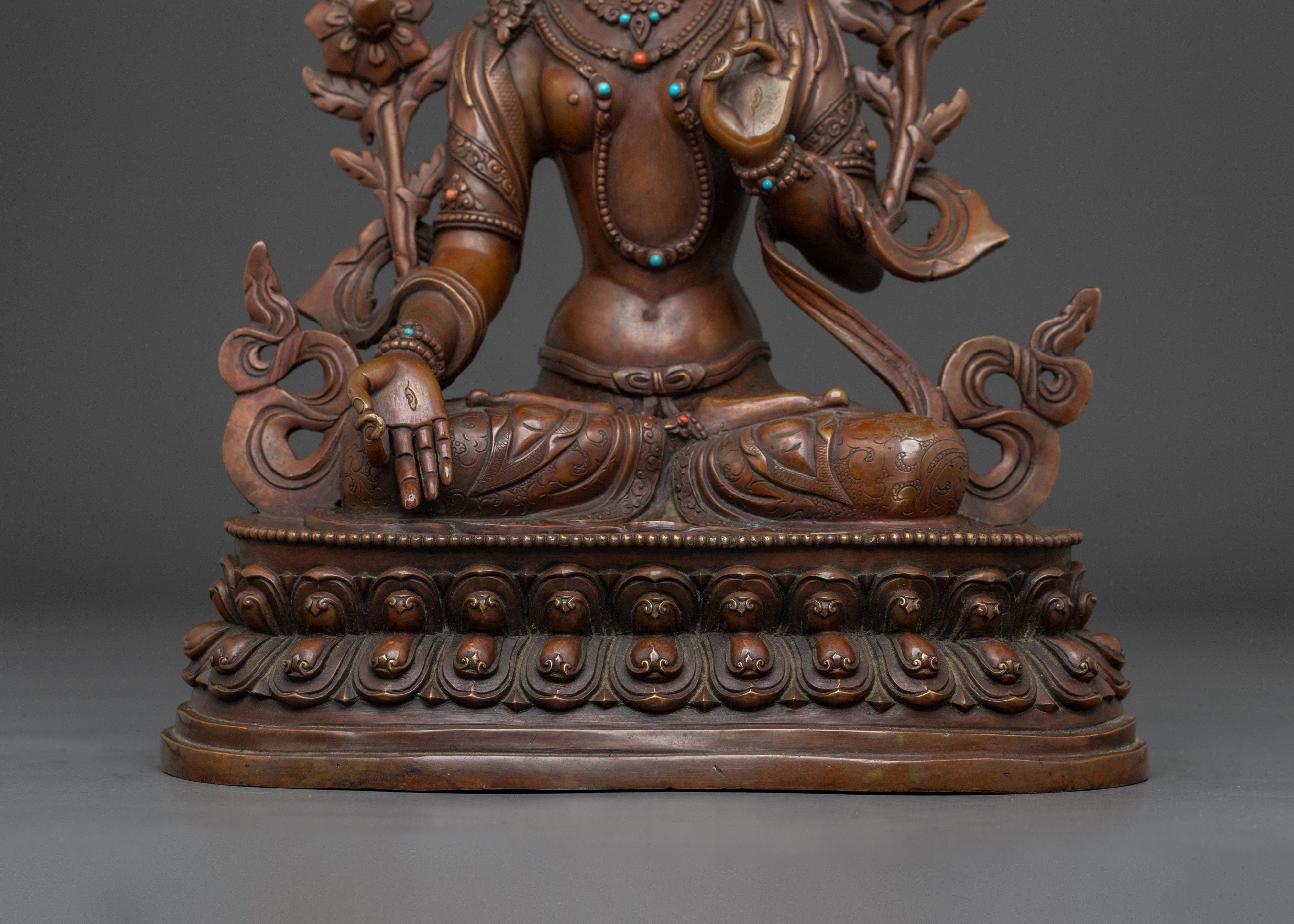 White Tara Oxidized Copper Statue | Healing Goddess