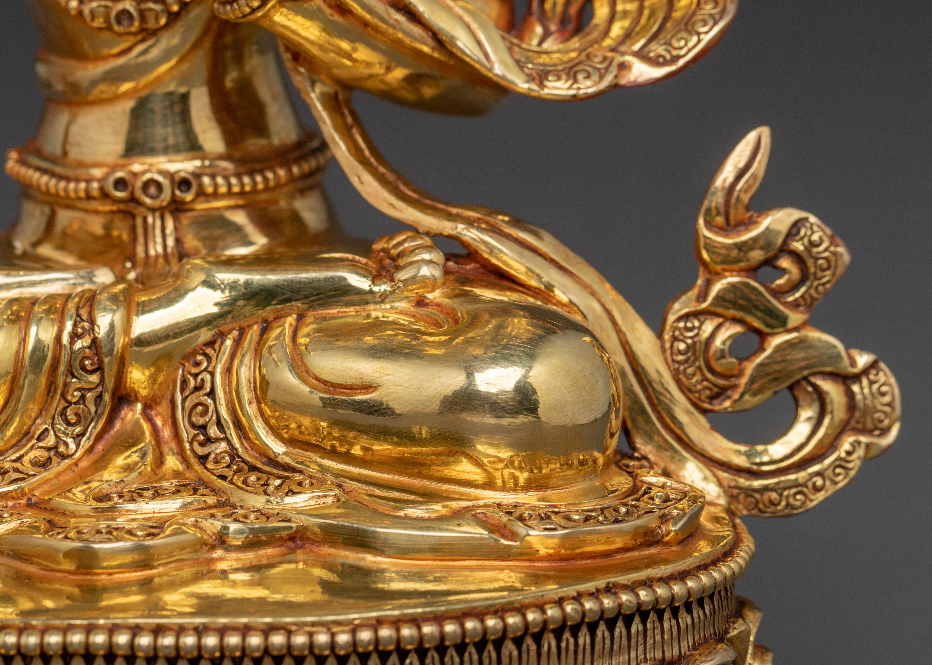 Manjushri Wisdom Buddha Figurine – 24K Gold Gilded