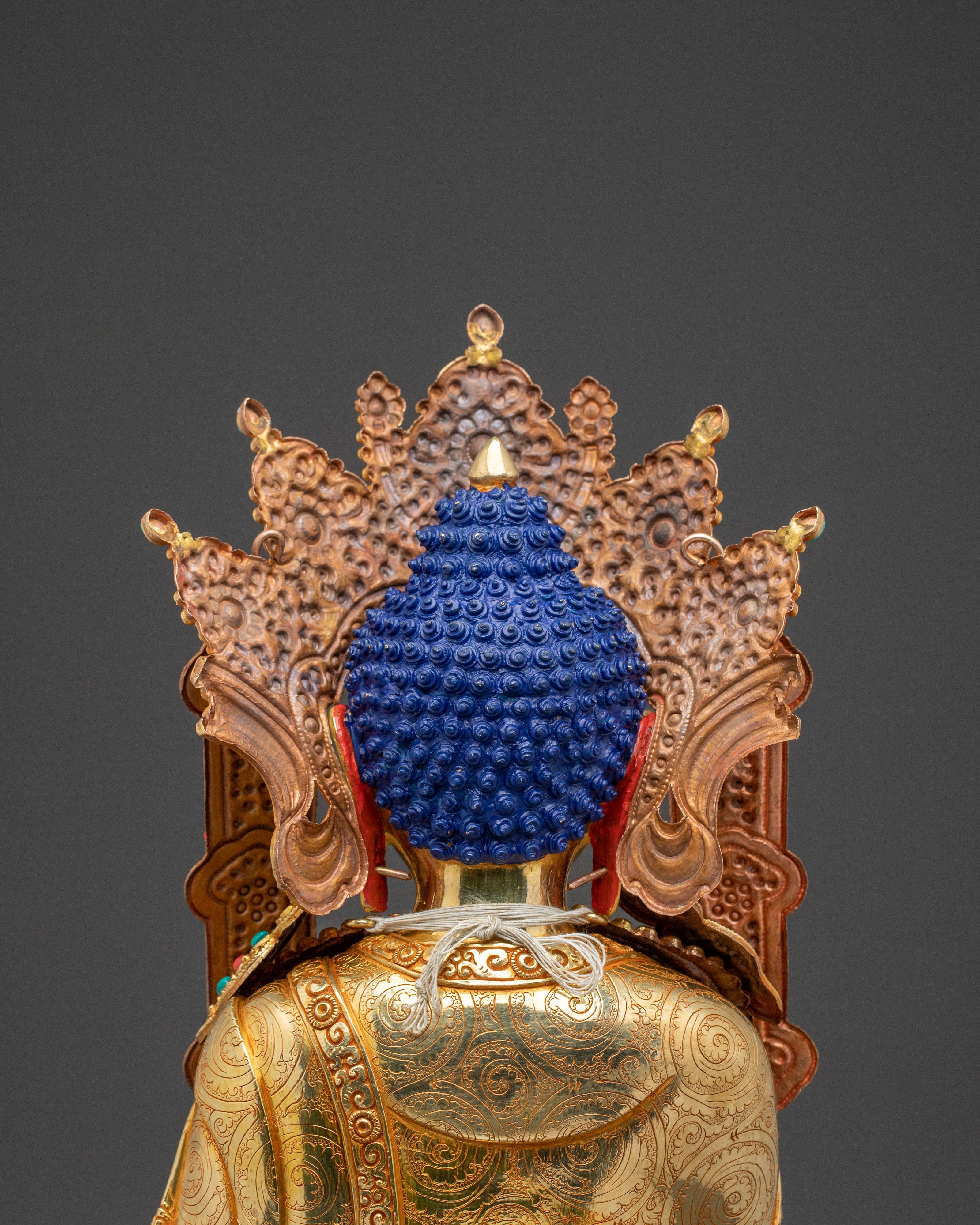 24k Gold Gilded Shakyamuni Buddha Statue with Crown