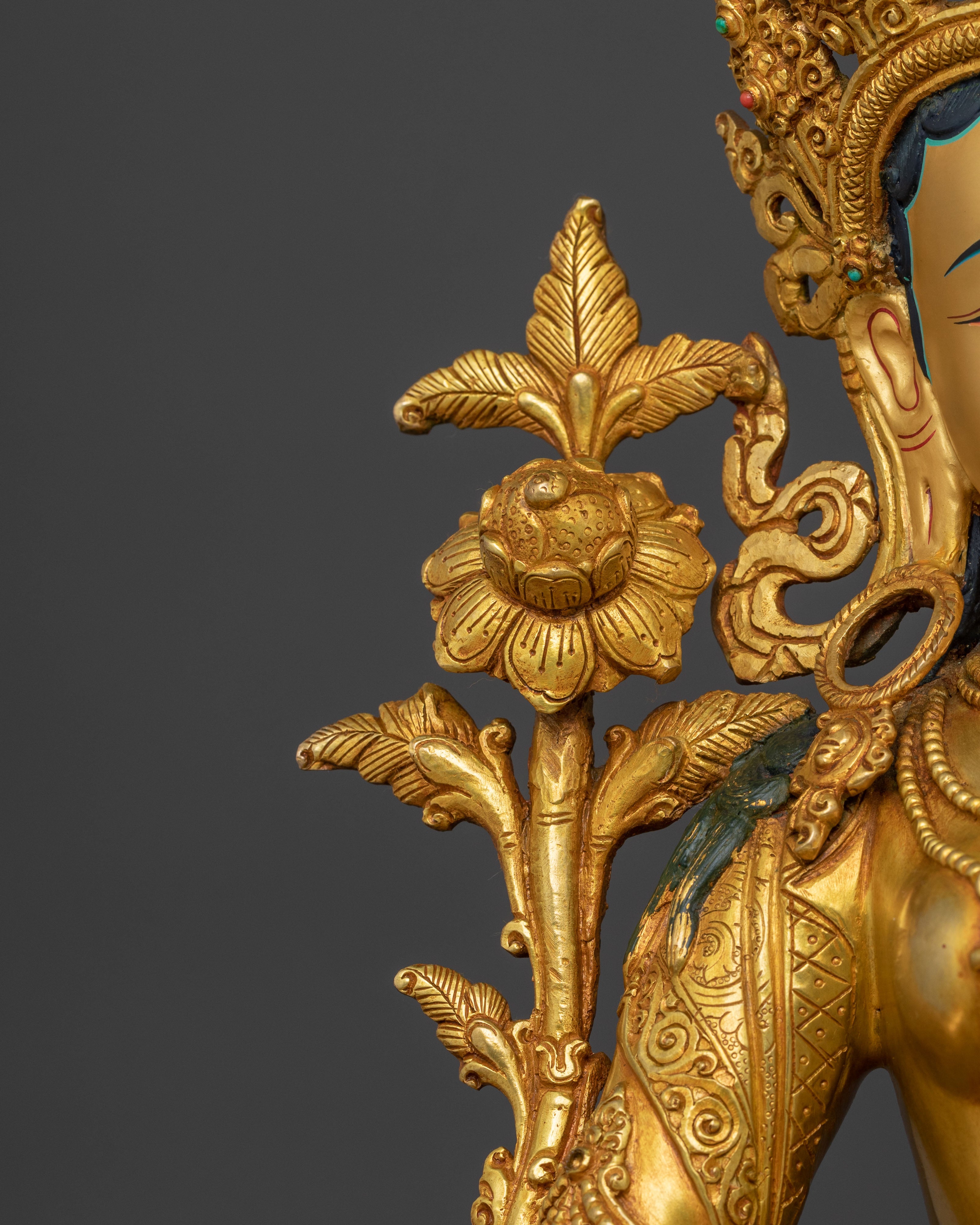 Green Tara Golden Statue | Spiritual Guardian