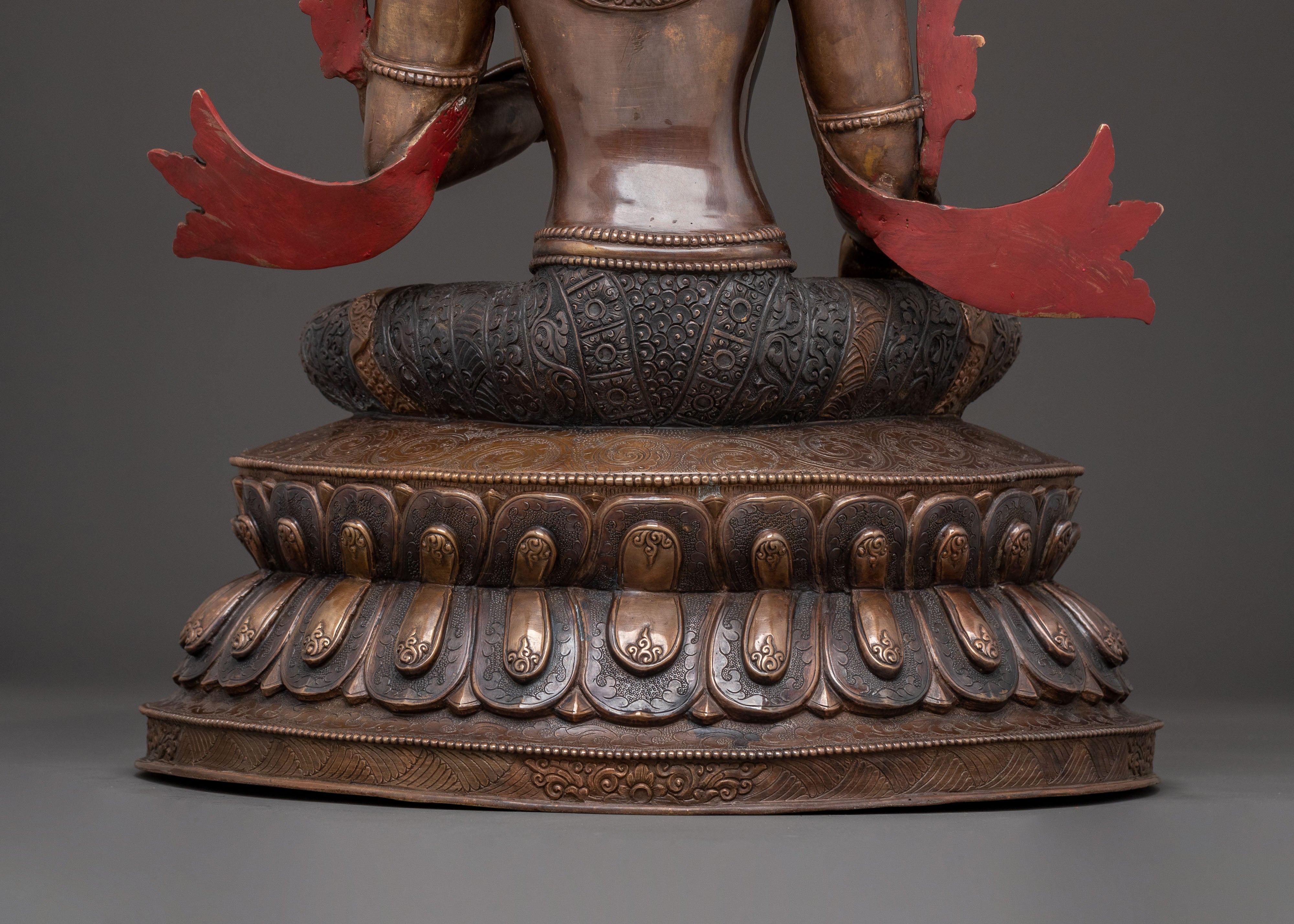 Copper Statue of Green Tara: Oxidized Himalayan Artistry
