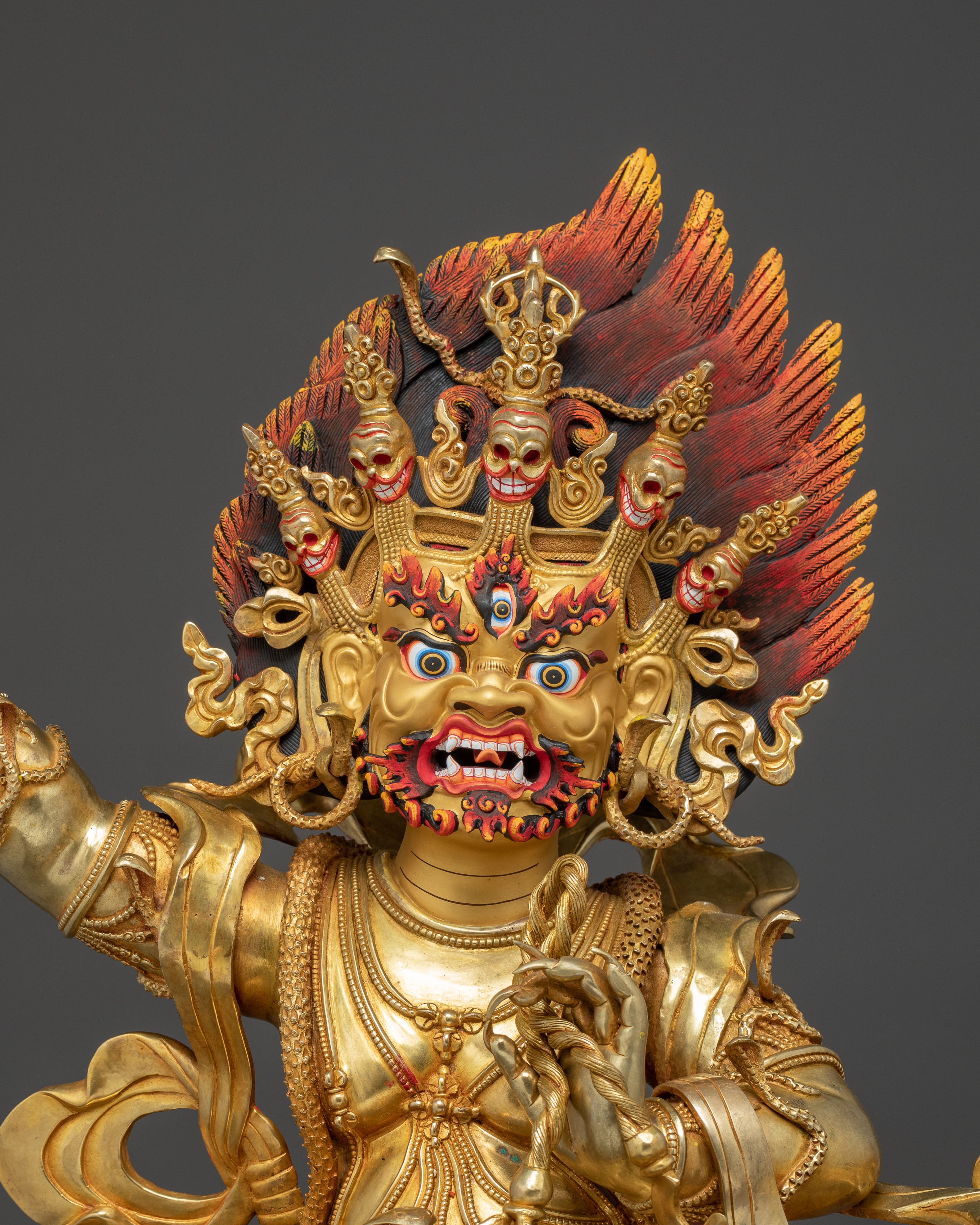 Vajrapani Gold Gilded Sculpture: Protector of the Buddha