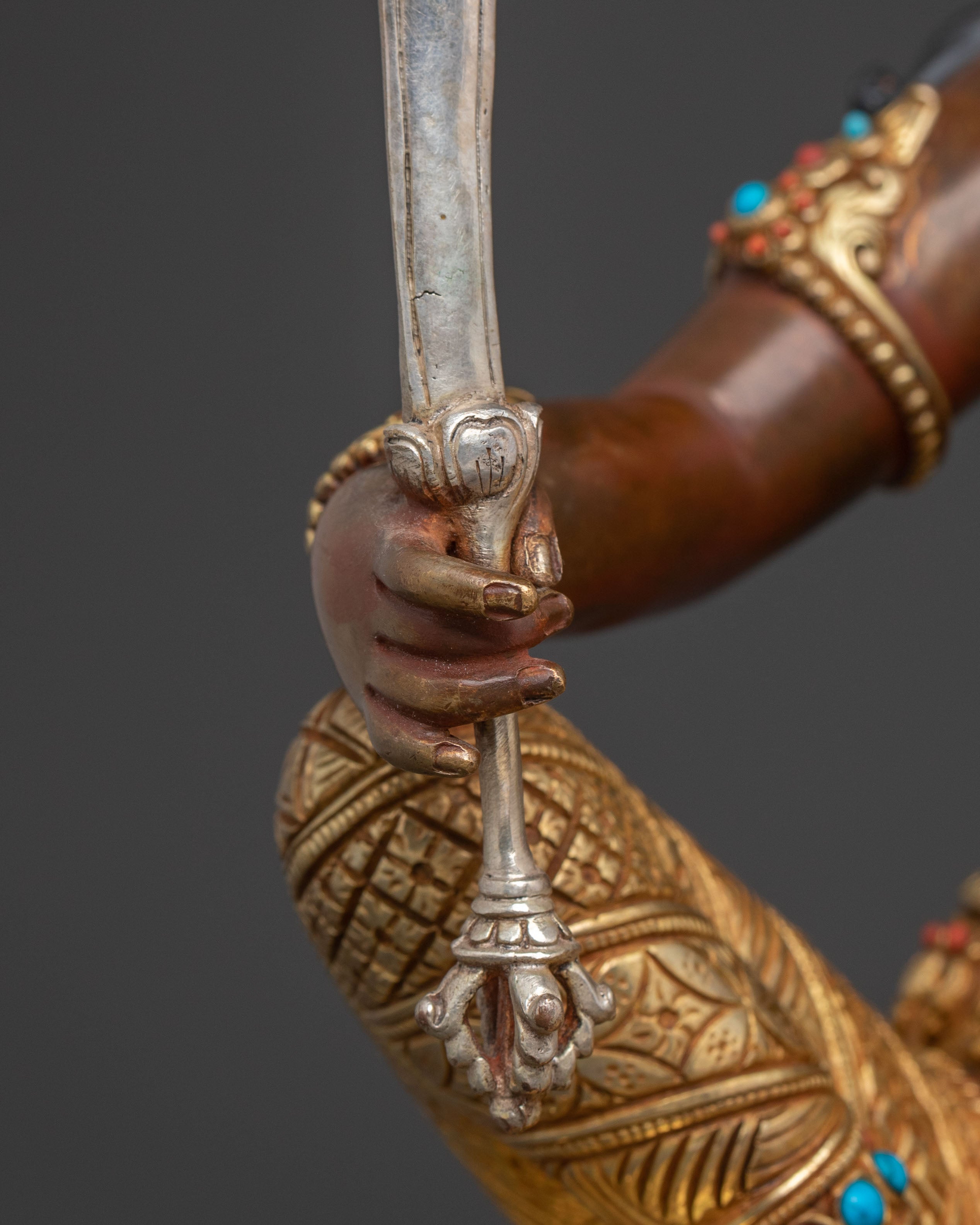 Handcrafted Simhanada Manjushri Sacred Statue