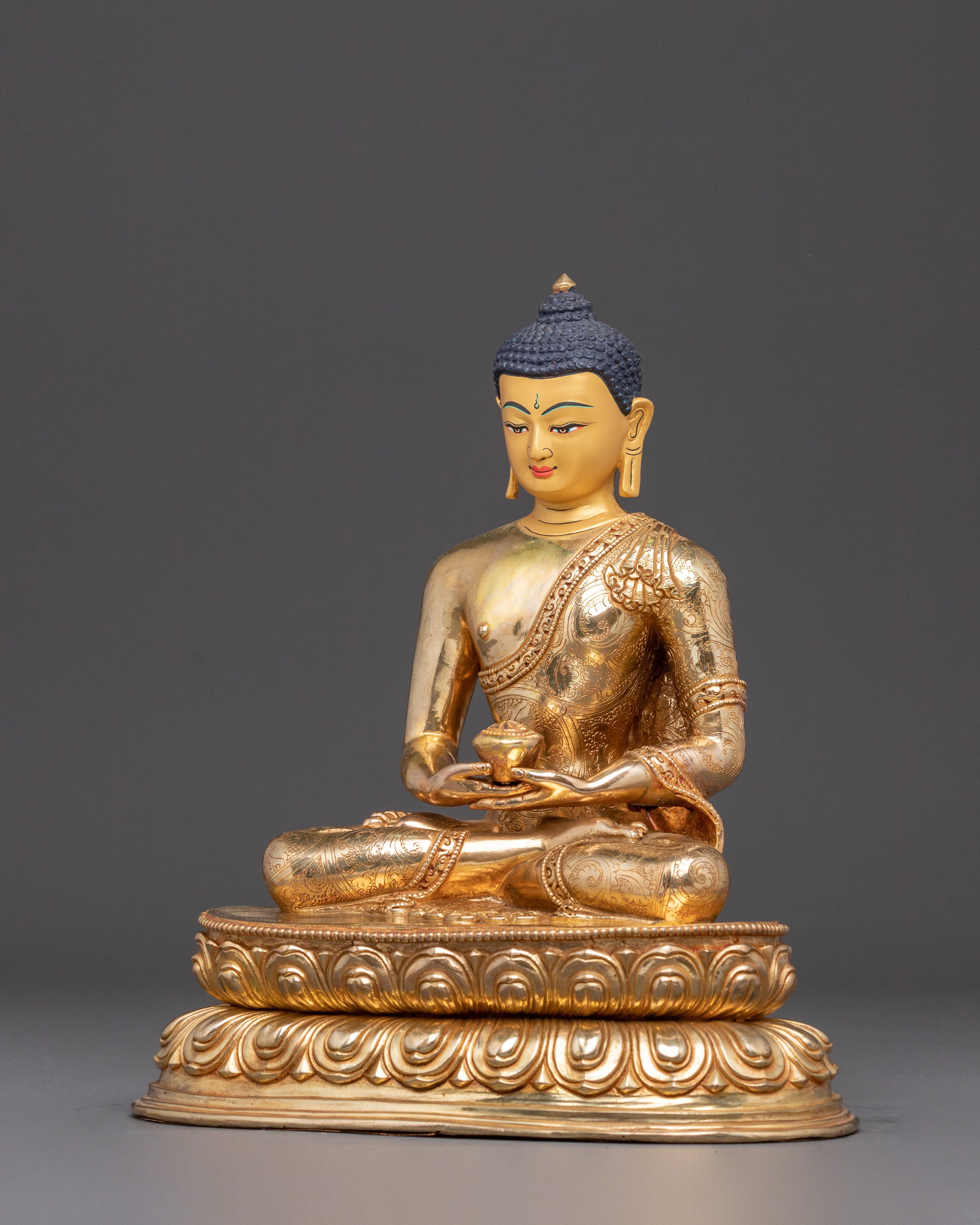 Divine Amitabha Buddha Handmade Statue | 24K Gold Gilded Art