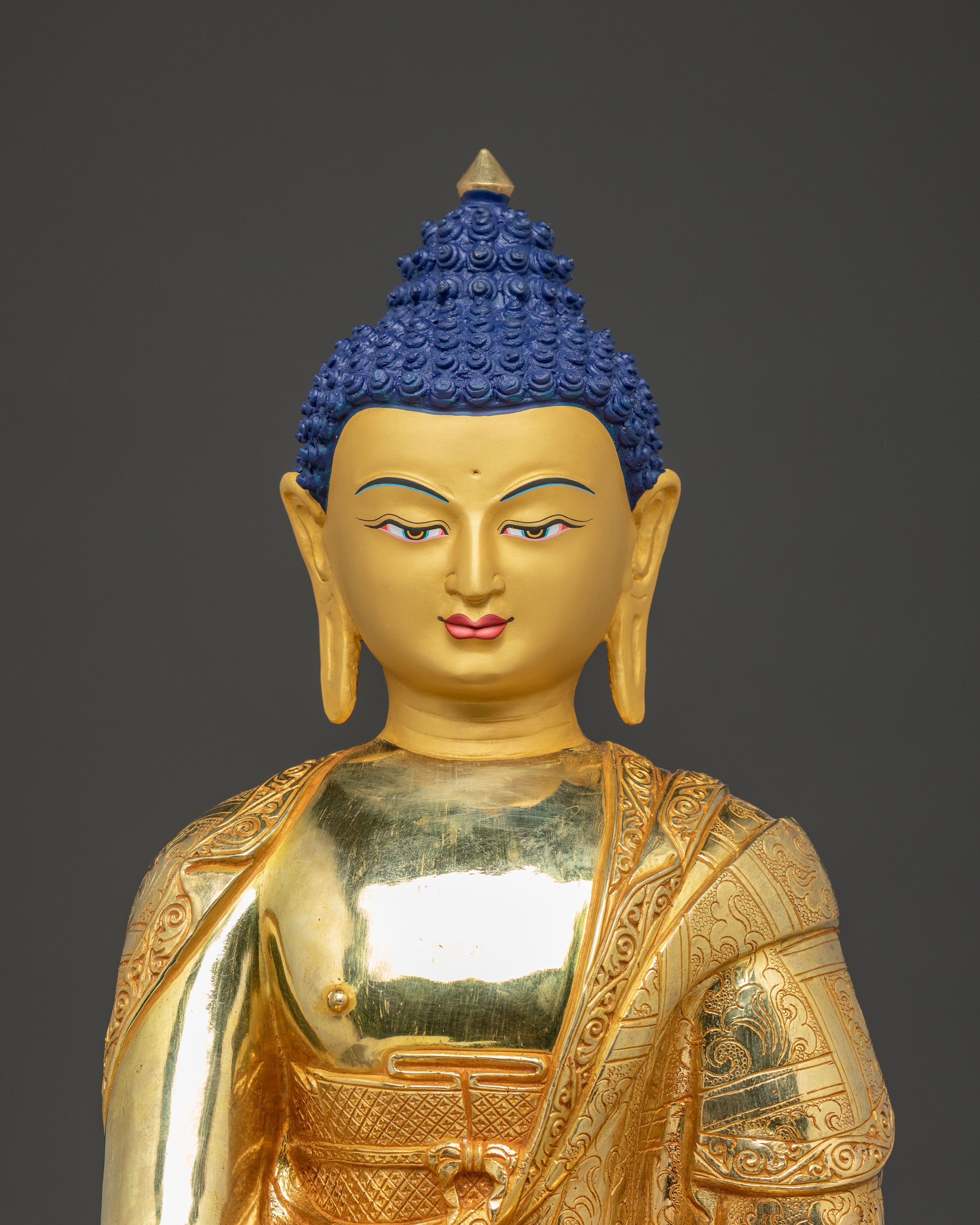 Handcrafted Golden Statue of Buddha Shakyamuni | Buddhist Spiritual Sculpture